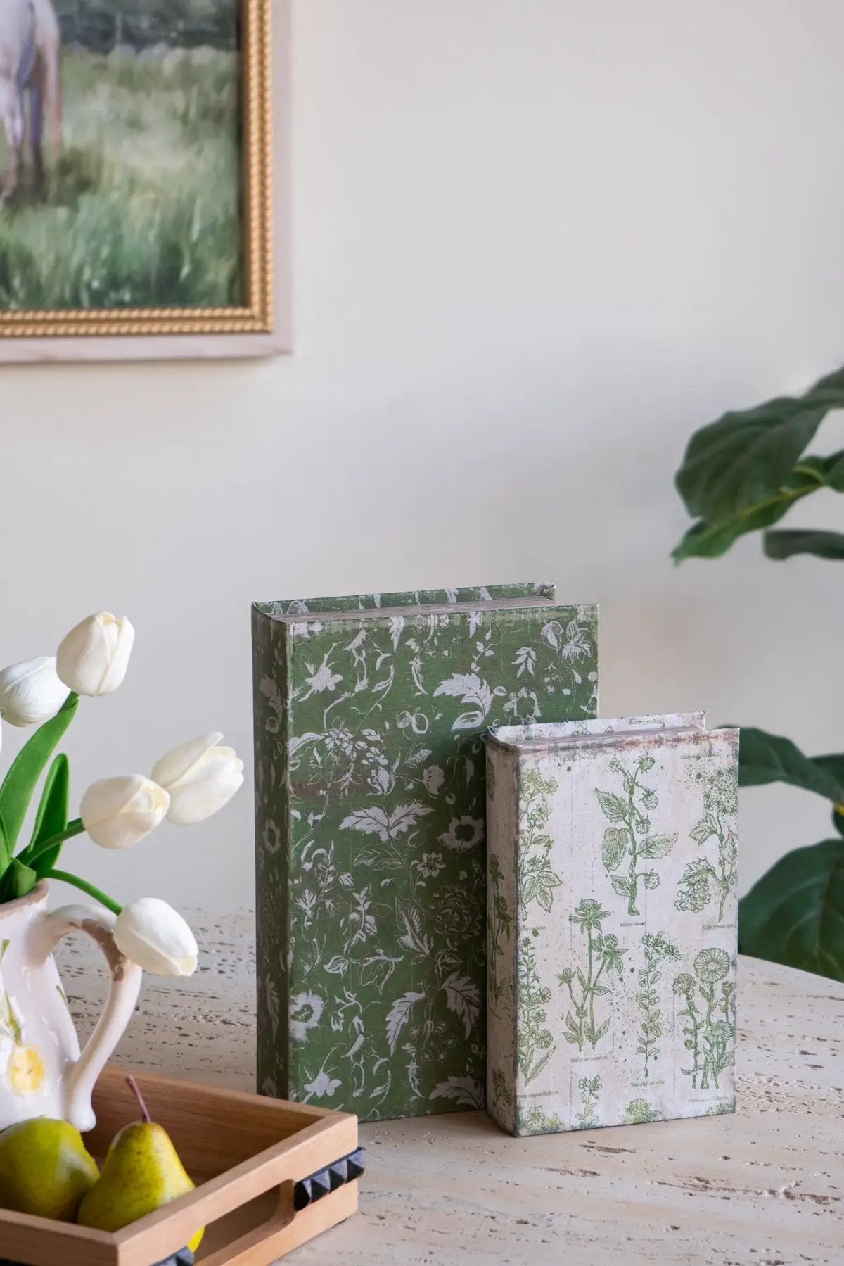 S/2 Decorative Book Boxes with Rustic Floral Patterns by HouseOfZazla