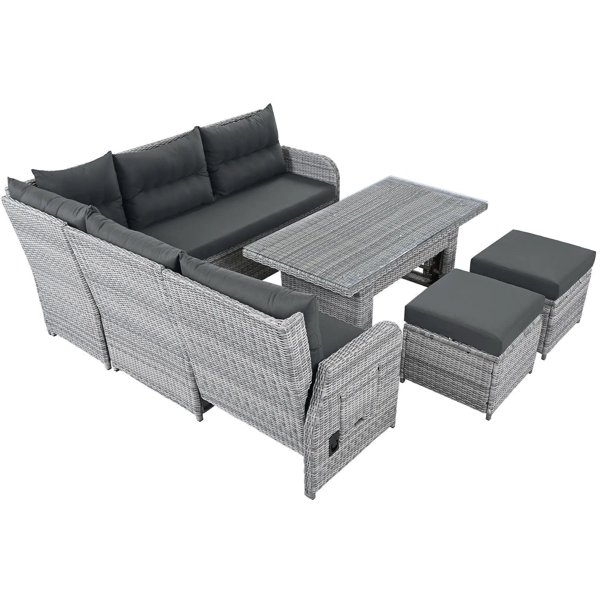 Outdoor Furniture Set Patio Rattan with Recliners and Tables by HouseOfZazla