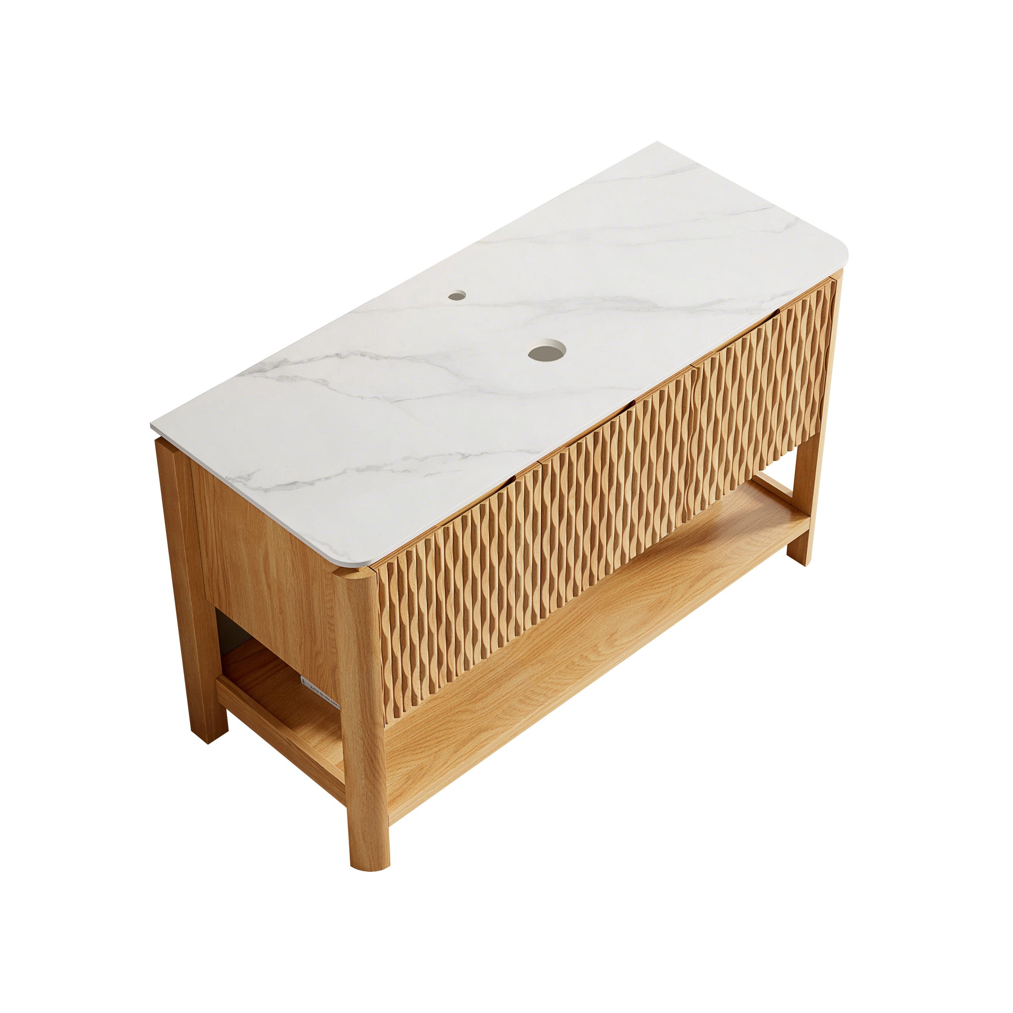 Sharma 48" Freestanding Cabinet with 3 Doors & Open Shelf, Carrara by HouseOfZazla