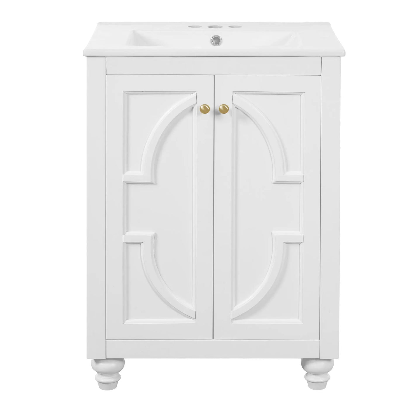 Bathroom Vanity With Ornate Elliptical Motif, Soft Close Hinges by HouseOfZazla