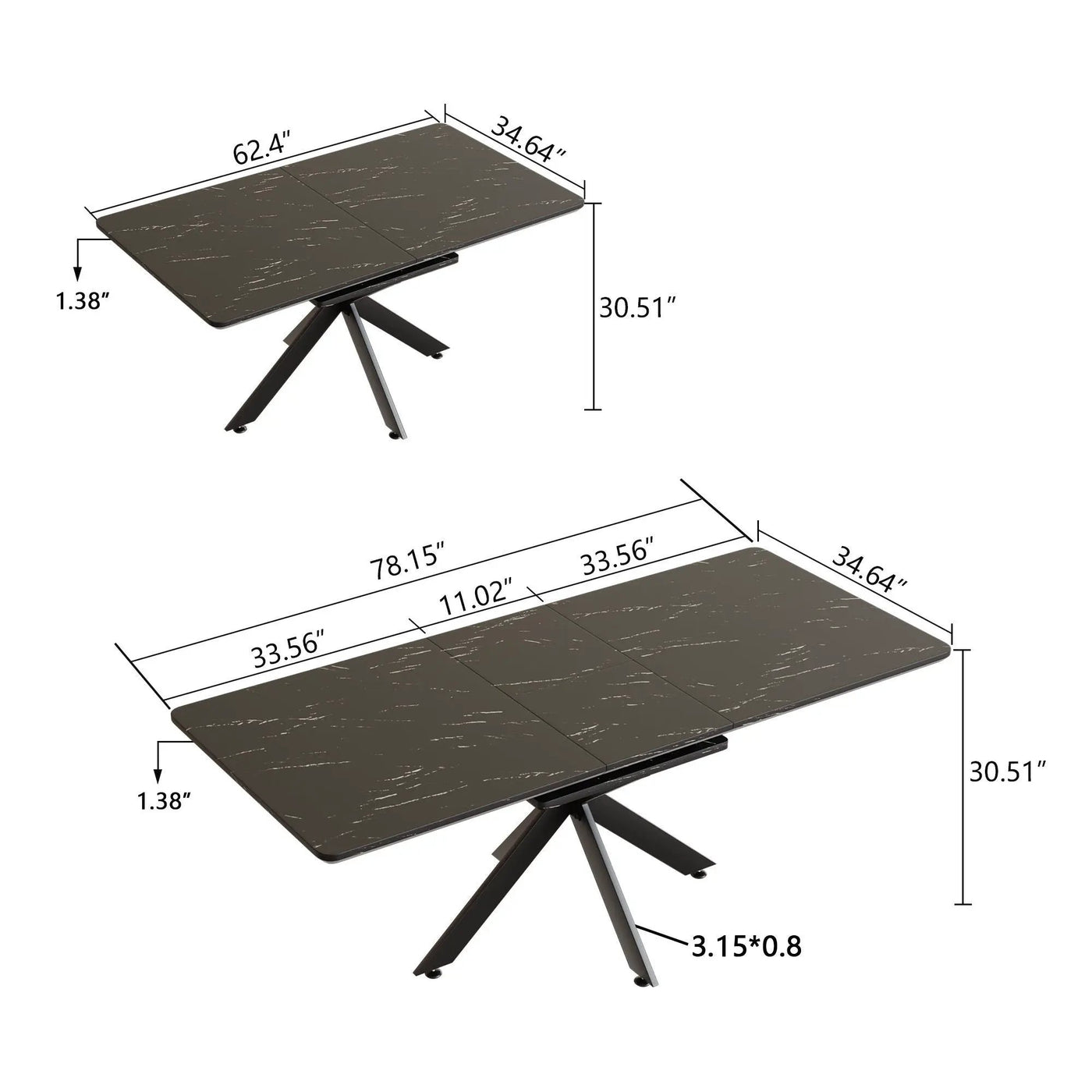 Modern Mid-Century Dining Table Set With Extendable Design by Unique Piece Furniture