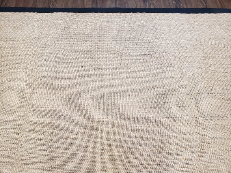 Jute Rug 8x10, Natural Jute Fiber Area Rug, Natural Sisal Area Rug with Black Border, 8x10 Carpet, Solid Jute Rug 8 x 10, Farmhouse Rug by Jewel Rugs