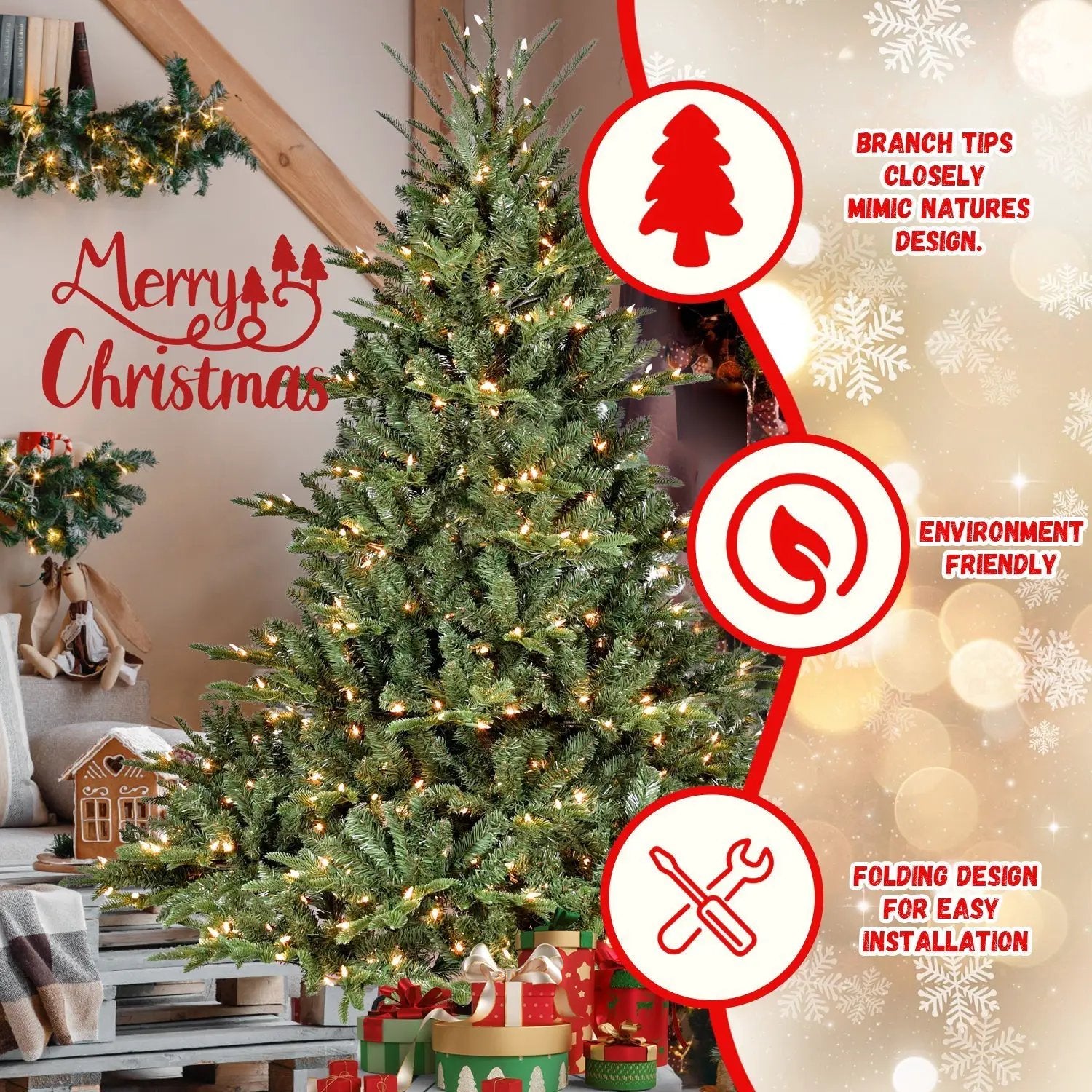 5FT The Full-Bodied Pre-Lit Evergreen Christmas Tree by HouseOfZazla