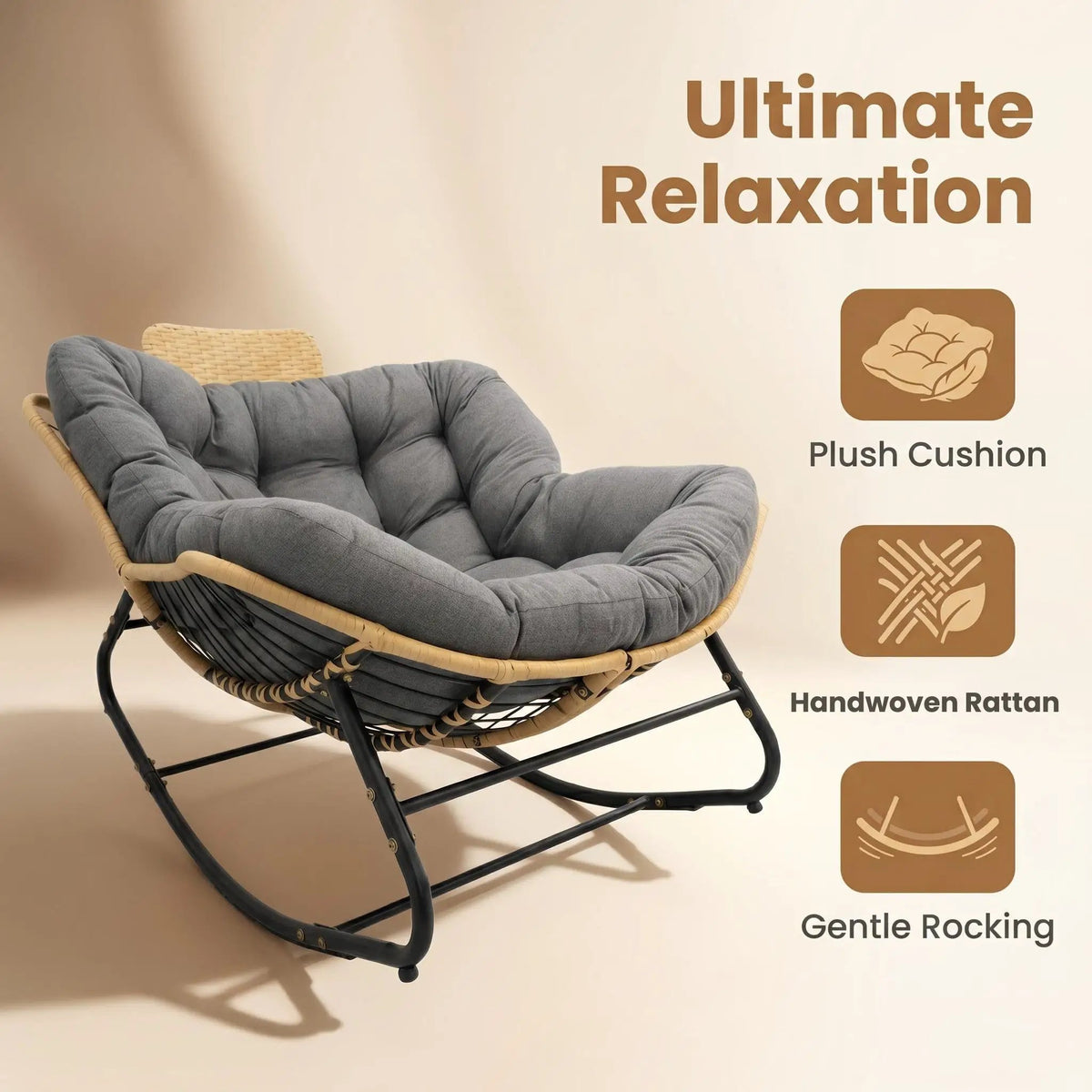 Papasan Rocking Chair - Outdoor & Indoor Oversized Lounge Chair by HouseOfZazla