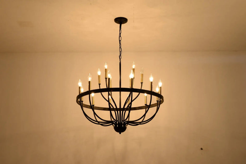15-Light Industrial Iron Candle Chandelier Modern Farmhouse Pendant Light by HouseOfZazla