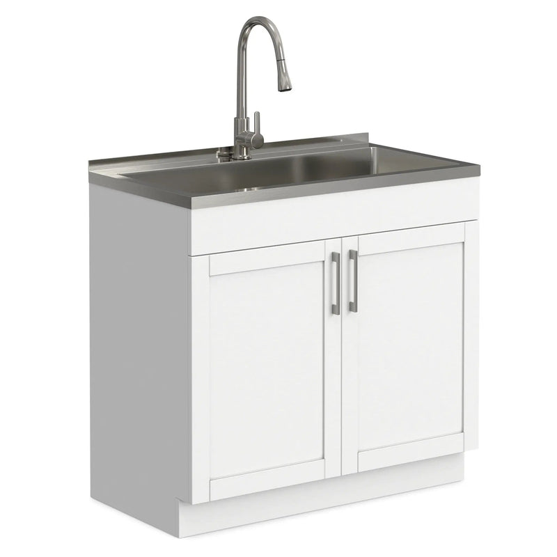 Modern Shaker All-In-One Laundry Utility Sink And Cabinet with Pull Out Faucet by HouseOfZazla