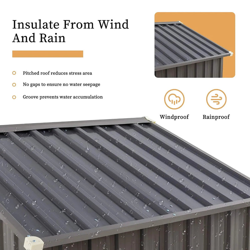 [04X06FT] Alora Outdoor All-Weather Galvanized Metal Storage Shed With Sliding Door (SAK96472) by SAKSBY WHOLESALE