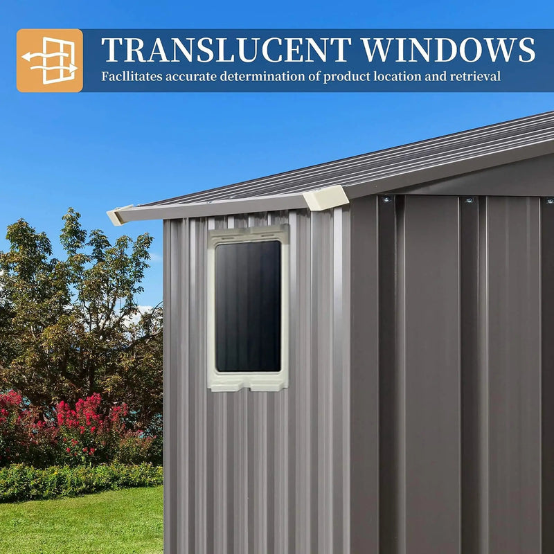 [04X06FT] Alora Outdoor All-Weather Galvanized Metal Storage Shed With Sliding Door (SAK96472) by SAKSBY WHOLESALE
