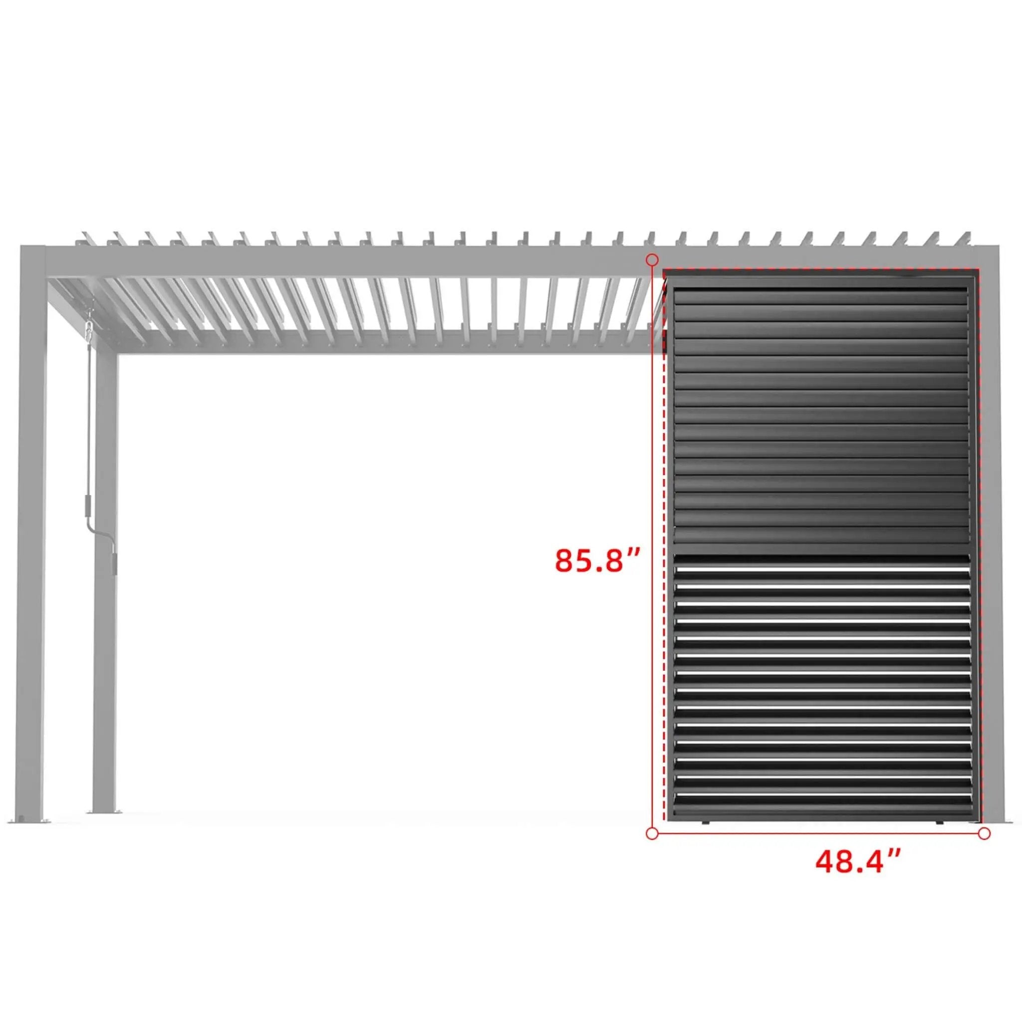 [04X07FT] Alora Premium Adjustable Aluminum Louvered Pergola With Side Wall Panel (SAK25458) by SAKSBY WHOLESALE