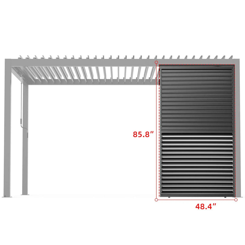 [04X07FT] Alora Premium Adjustable Aluminum Louvered Pergola With Side Wall Panel (SAK25458) by SAKSBY WHOLESALE
