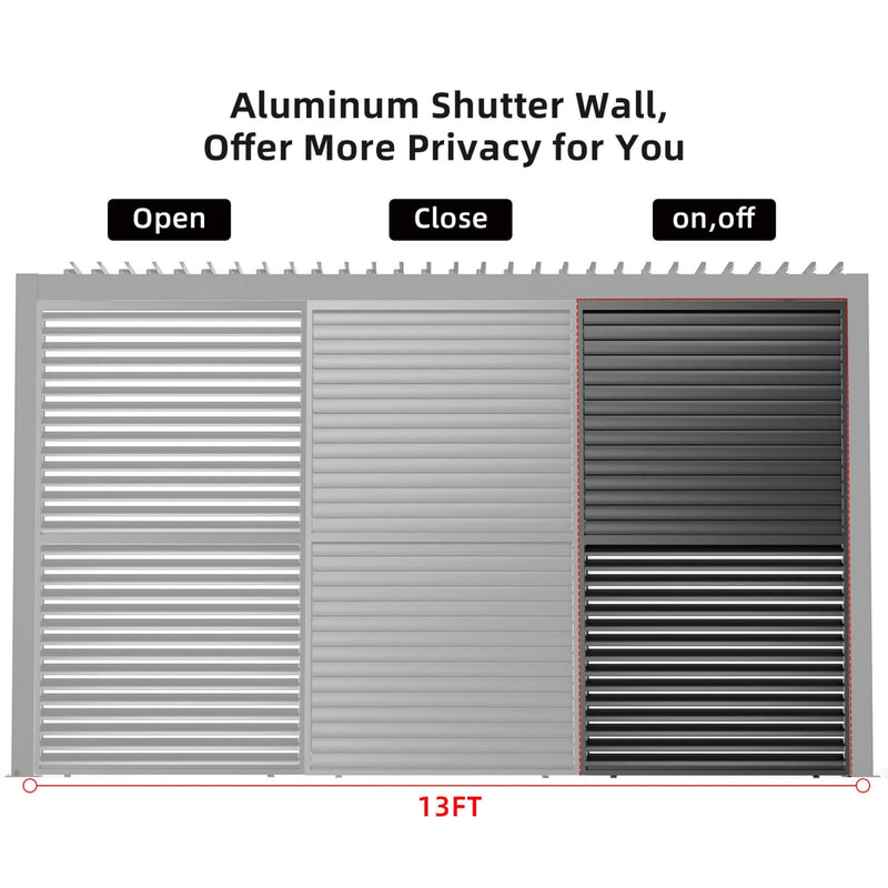 [04X07FT] Alora Premium Adjustable Aluminum Louvered Pergola With Side Wall Panel (SAK25458) by SAKSBY WHOLESALE