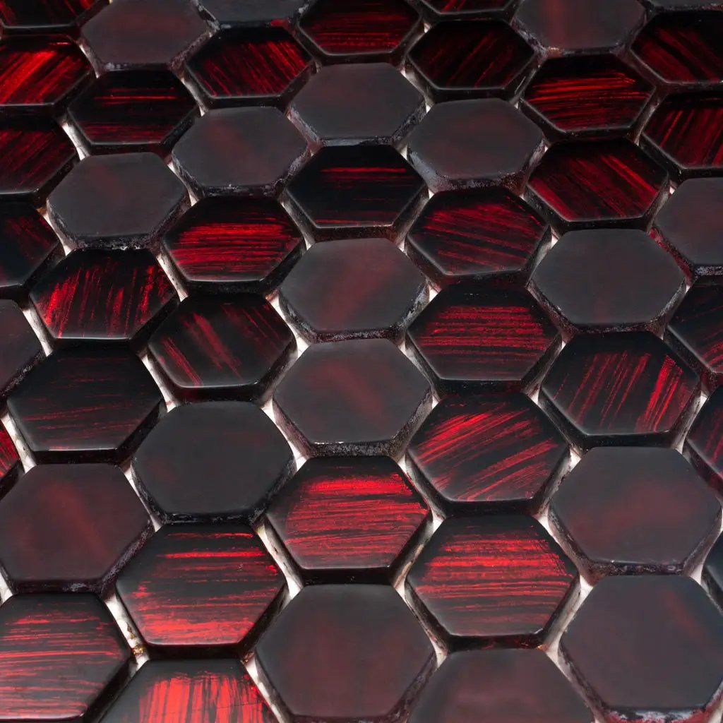 Berry Red 11x11 Glossy Matte Hexagon Glass Mosaic Tile (5 pack, 4.43 sq ft/case) by Apollo Tile