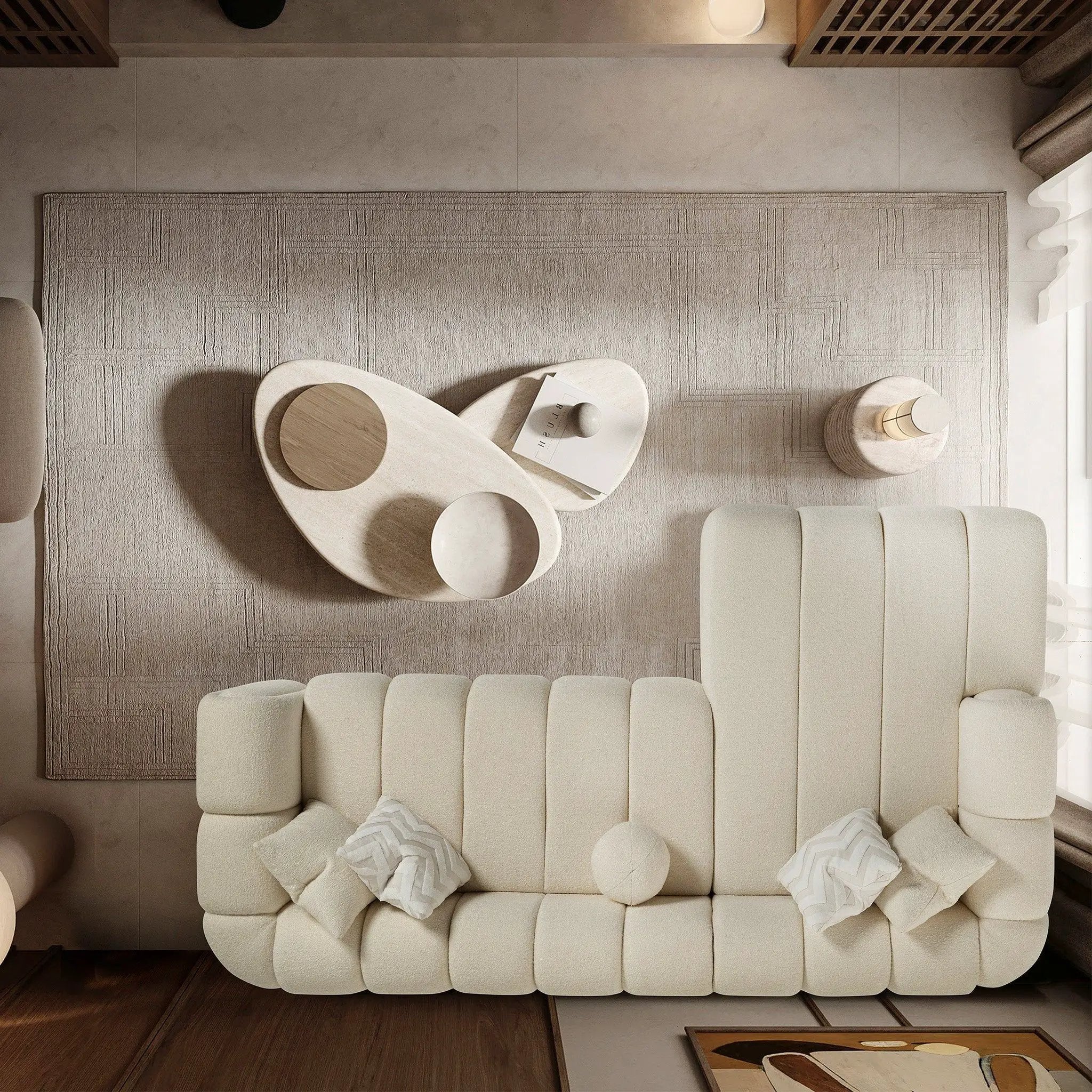 Beatrice - Modern Tufted Right Sectional Sofa - Ivory by HouseOfZazla