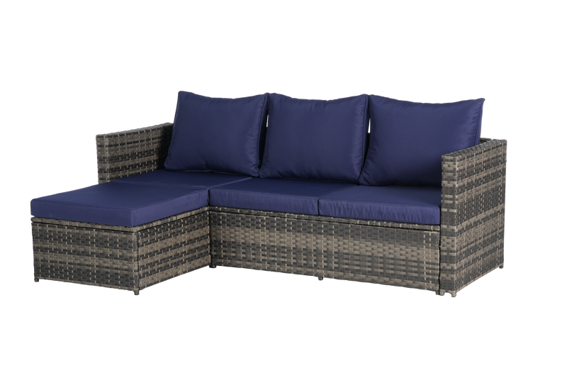 2 Pieces Patio Furniture Set, Outdoor Woven Sectional L-Shaped Patio Furniture by HouseOfZazla