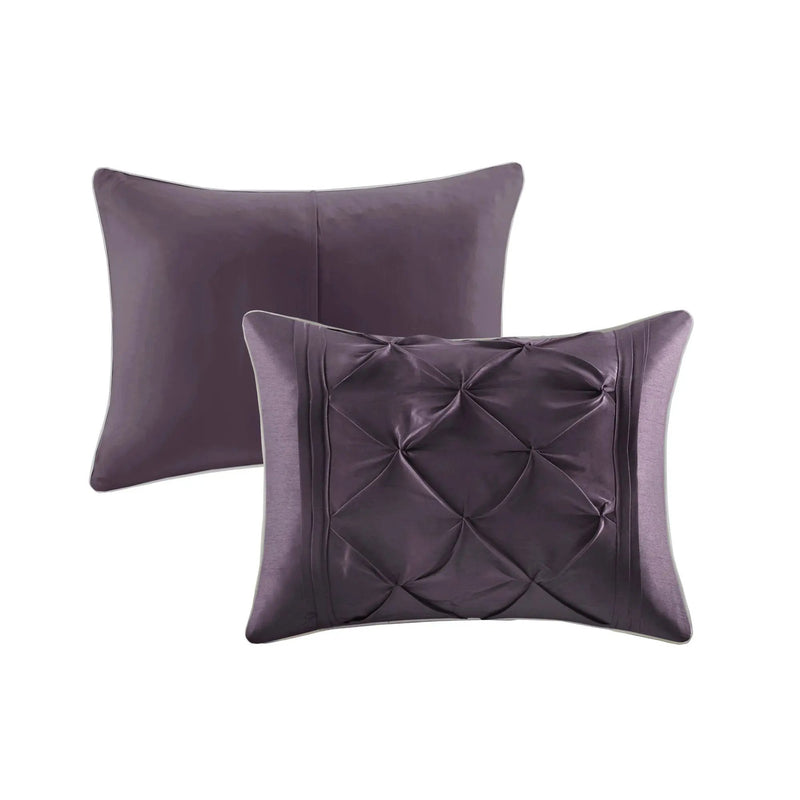7-Piece Queen 100% Polyester Pieced Pleated Tufted Comforter Set by HouseOfZazla