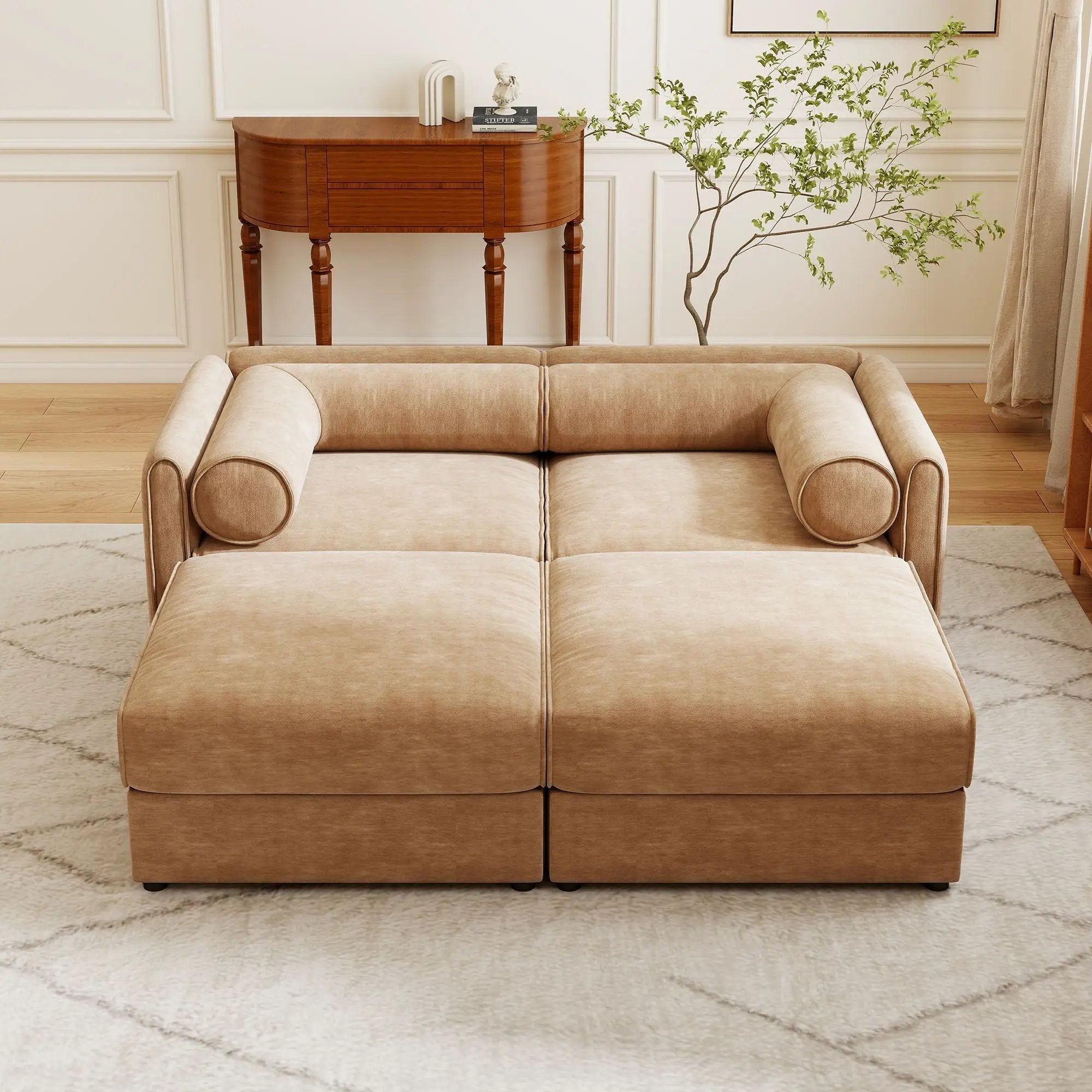 Contemporary Elegant Sofa With Storage And Ottoman by HouseOfZazla