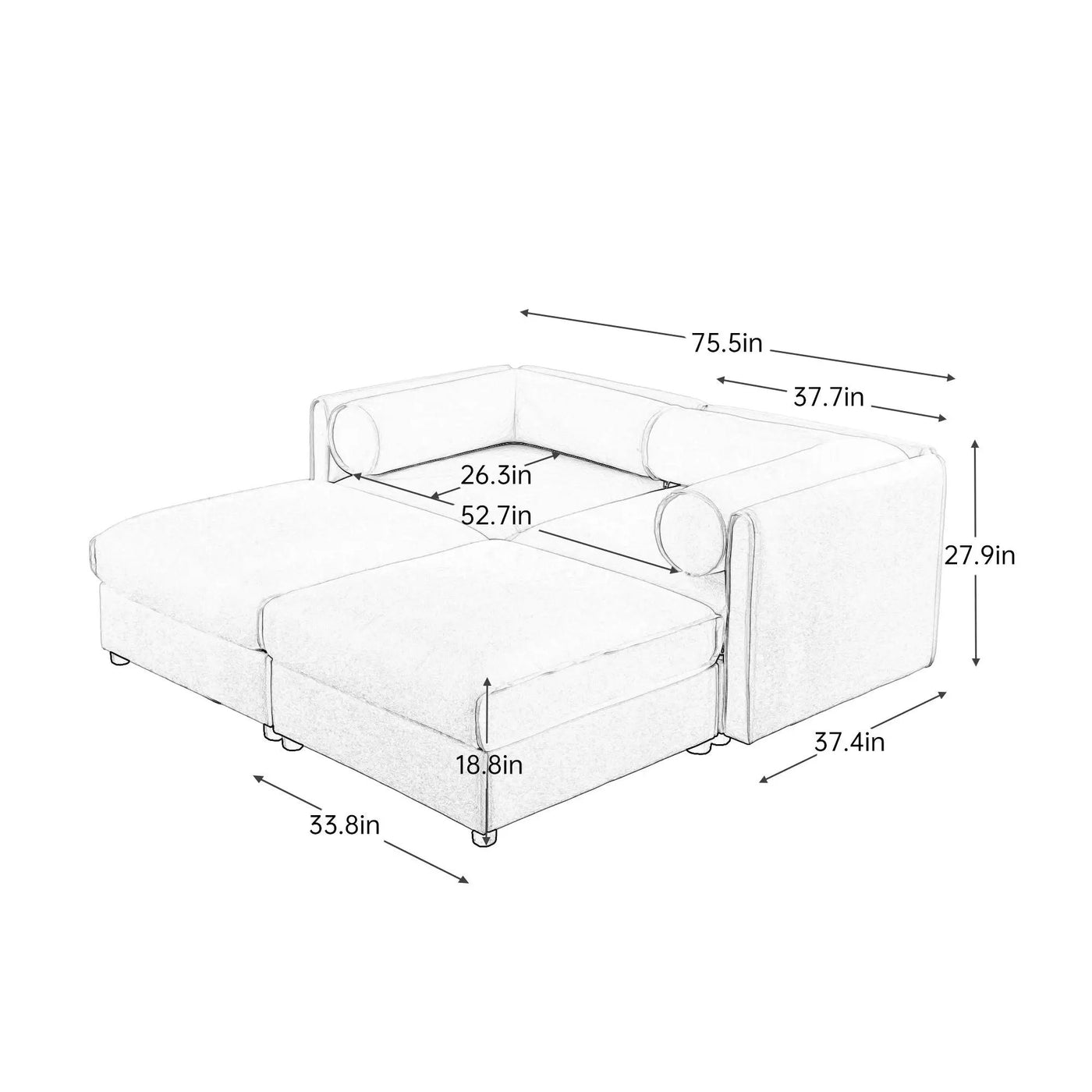 Contemporary Elegant Sofa With Storage And Ottoman by Unique Piece Furniture