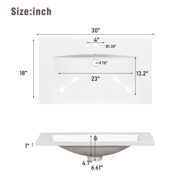 Bathroom Vanity With 2 Doors, 2 Drawers, Adjustable Shelf, Hidden Slides & Soft Close Hinges