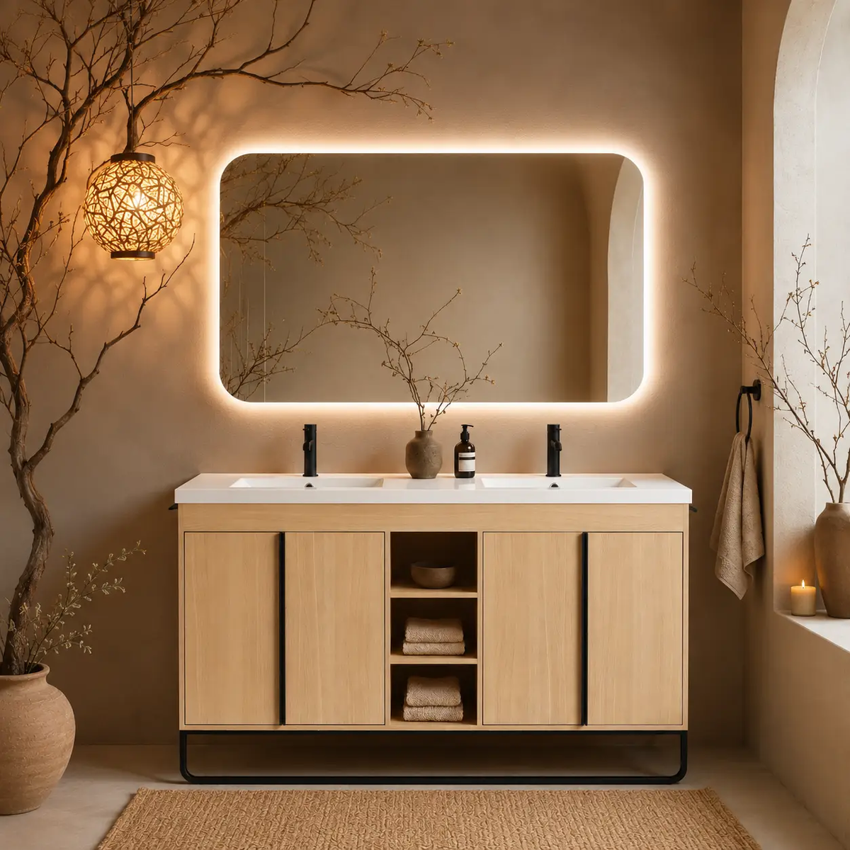 60" Freestanding Bathroom Vanity With Resin Double Sink, photo 5 of 10