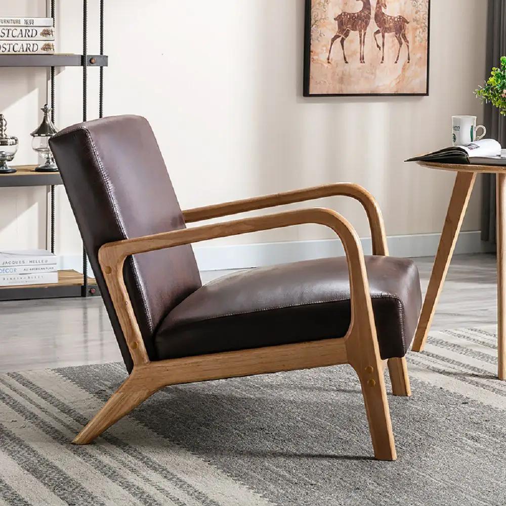 Open Framed Armchair With Cushioning Brown - Dark Brown by Unique Piece Furniture