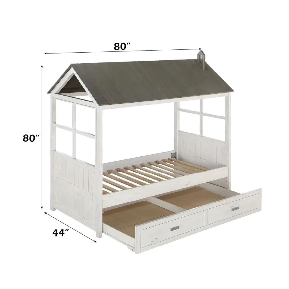 Tree House II - Twin Bed - Weathered White & Washed Gray by Unique Piece Furniture