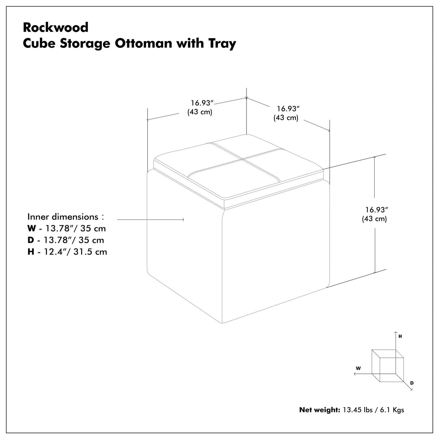 Rockwood - Upholstered Cube Storage Ottoman With Tray by Unique Piece Furniture