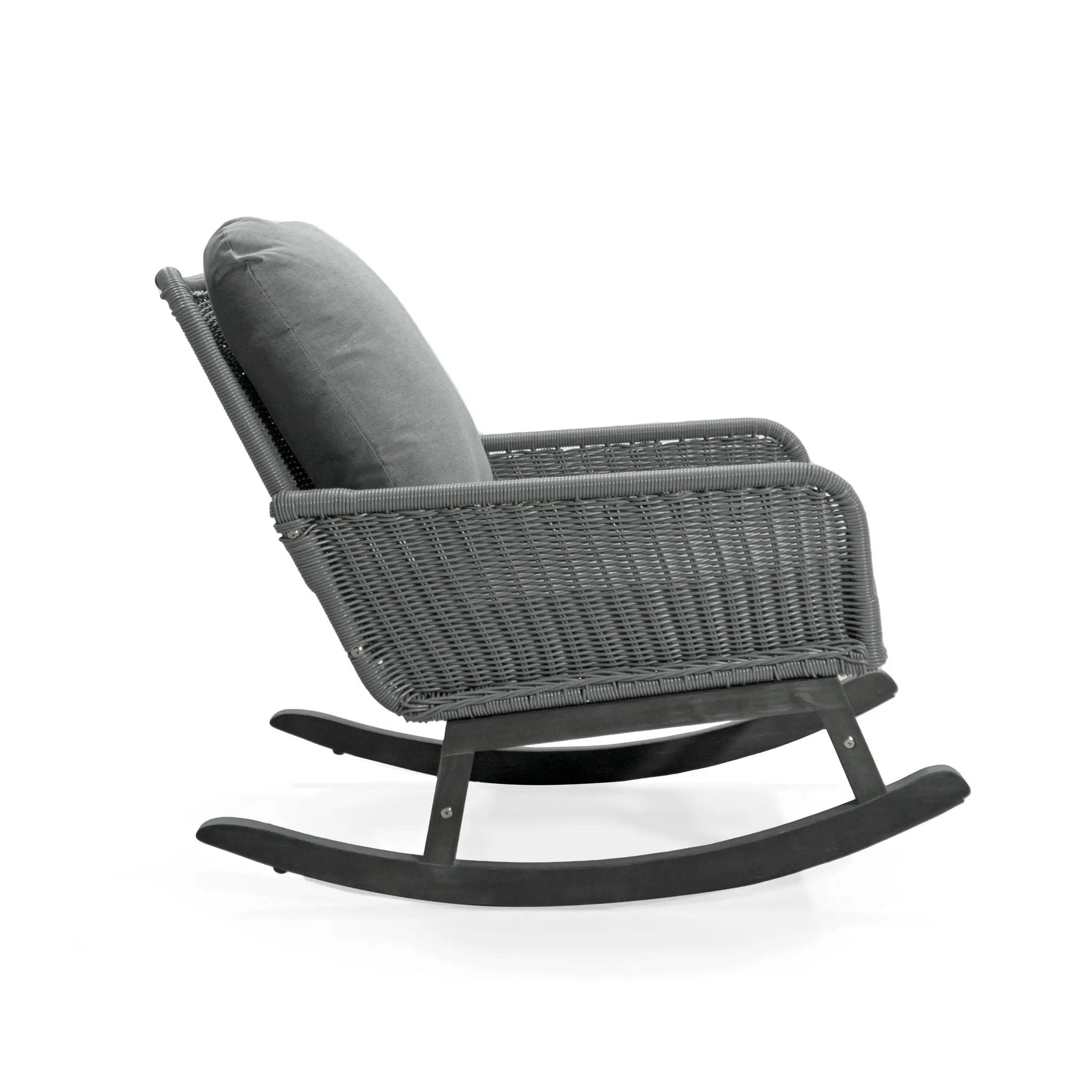 Contemporary Minimalist Wicker Rocking Chair With Soft Cushions And Durable Wooden Frame by HouseOfZazla