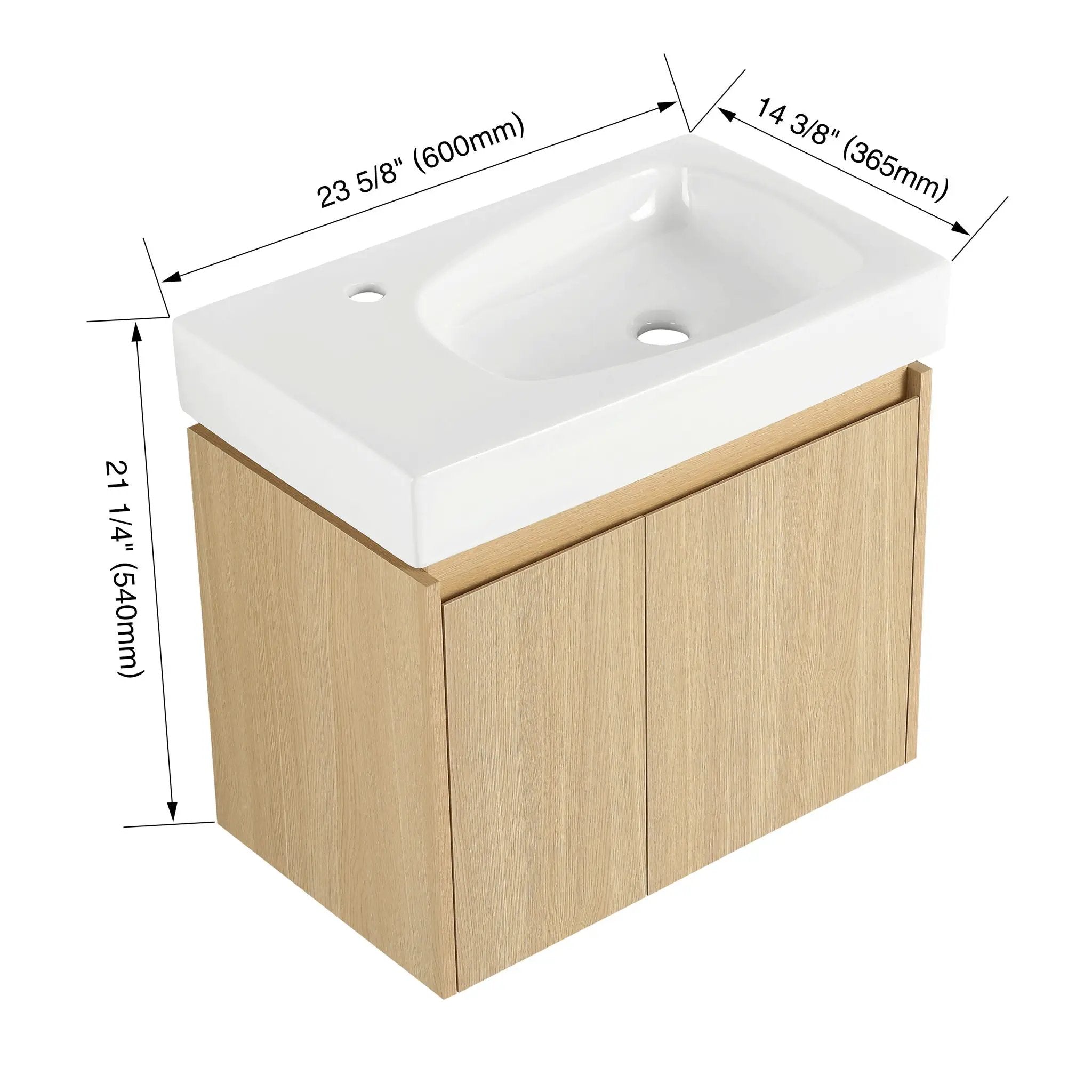 Modern Bathroom Vanity With Ceramic Basin, Wall Mounted Floating Sink Combo, Storage Cabinet by HouseOfZazla