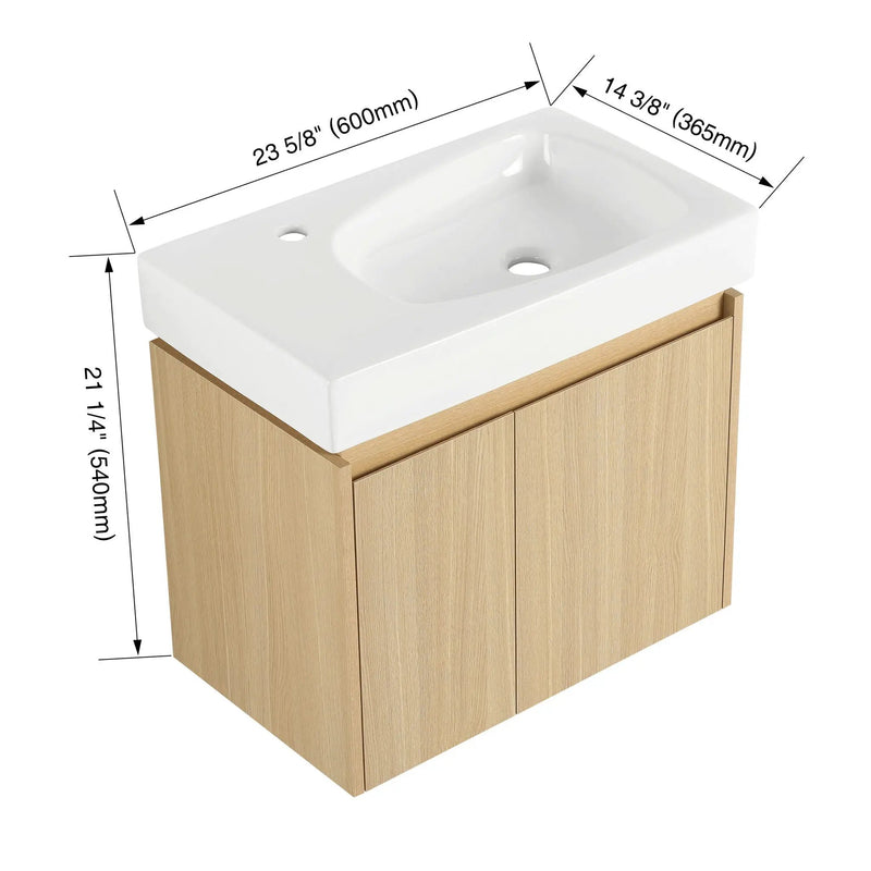 Modern Bathroom Vanity With Ceramic Basin, Wall Mounted Floating Sink Combo, Storage Cabinet by HouseOfZazla