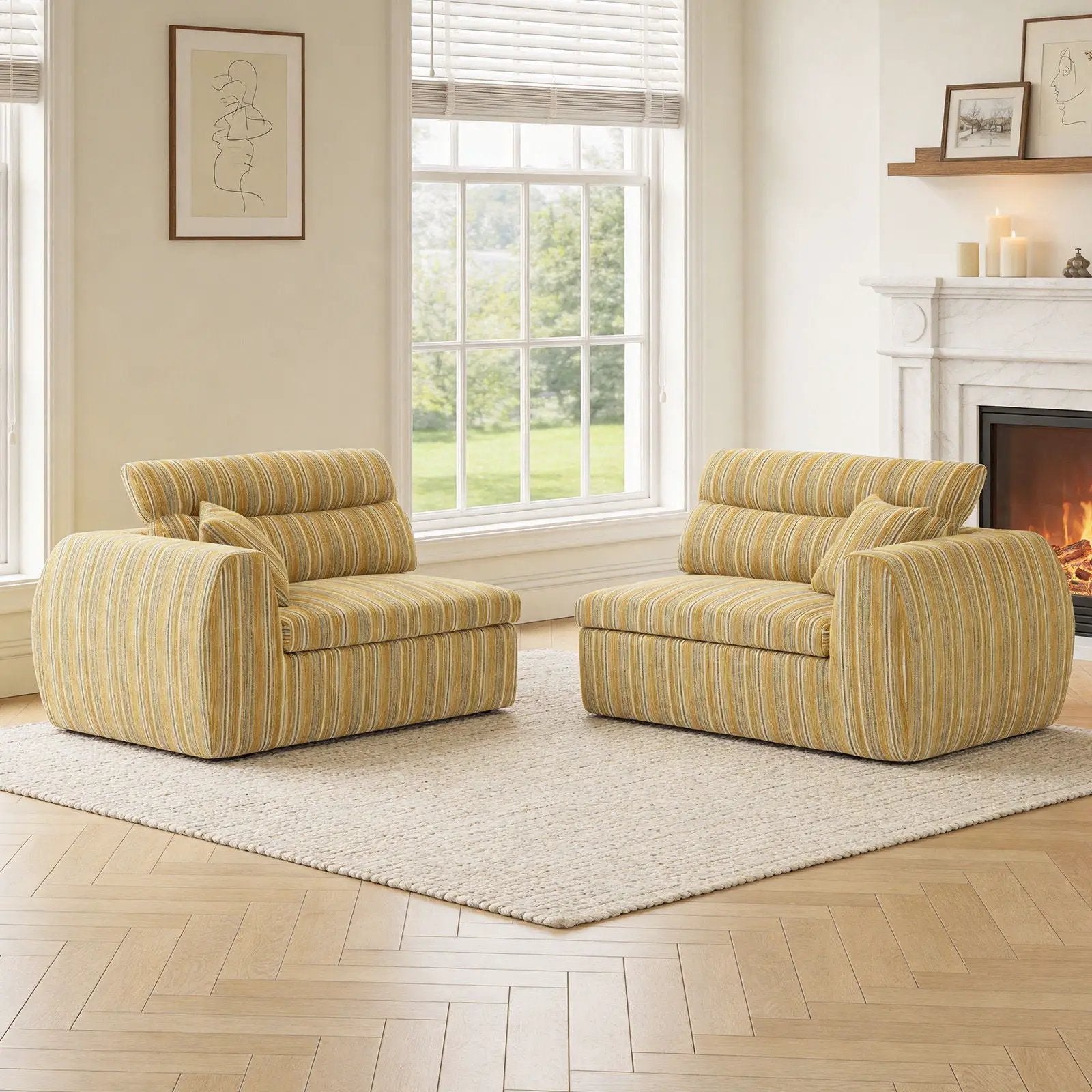 3 Seater, Couch With Throw Pillows For Living Room by Unique Piece Furniture