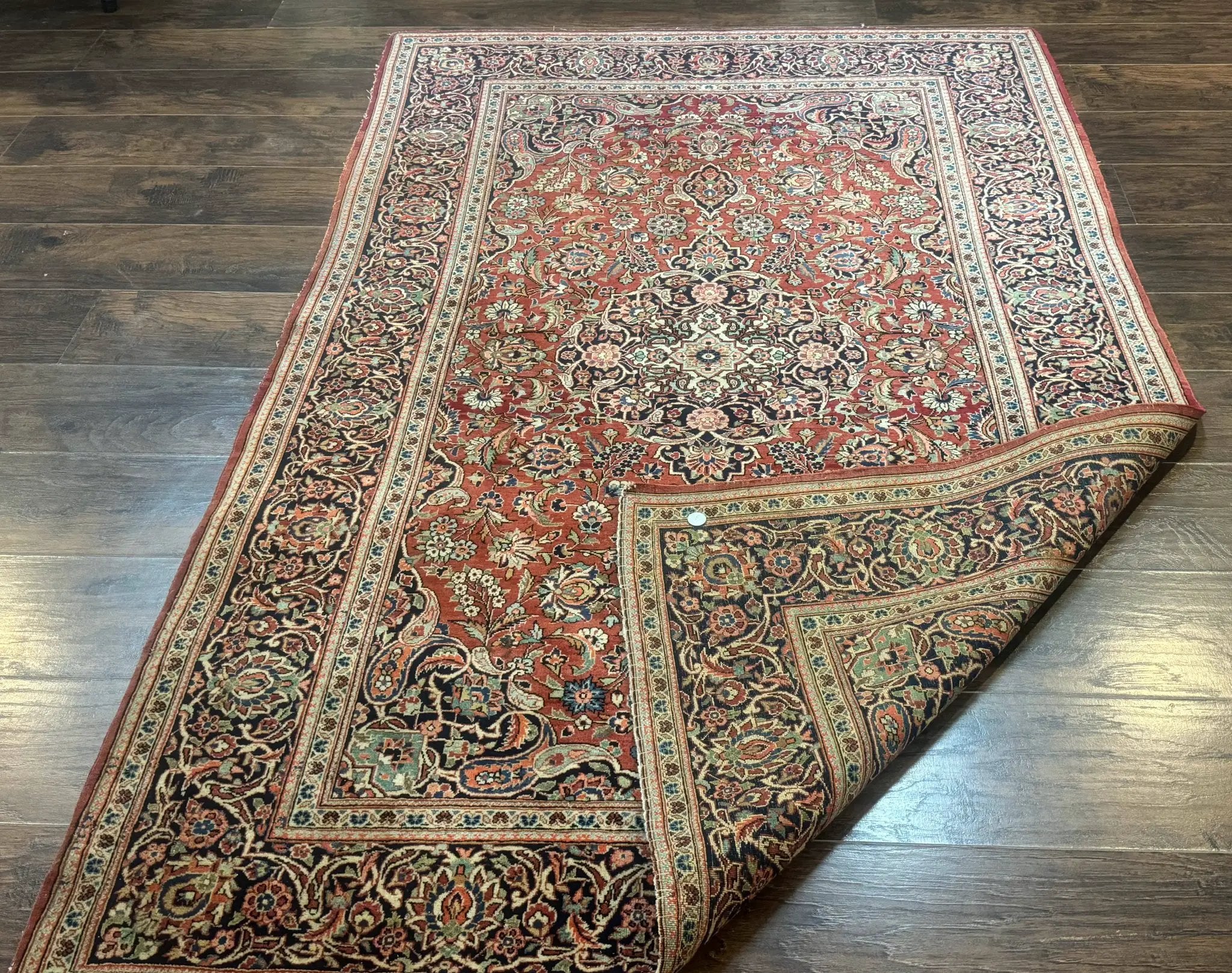 Persian Kashan Rug 4x7, Red, Floral Medallion, Vintage, Wool by Jewel Rugs