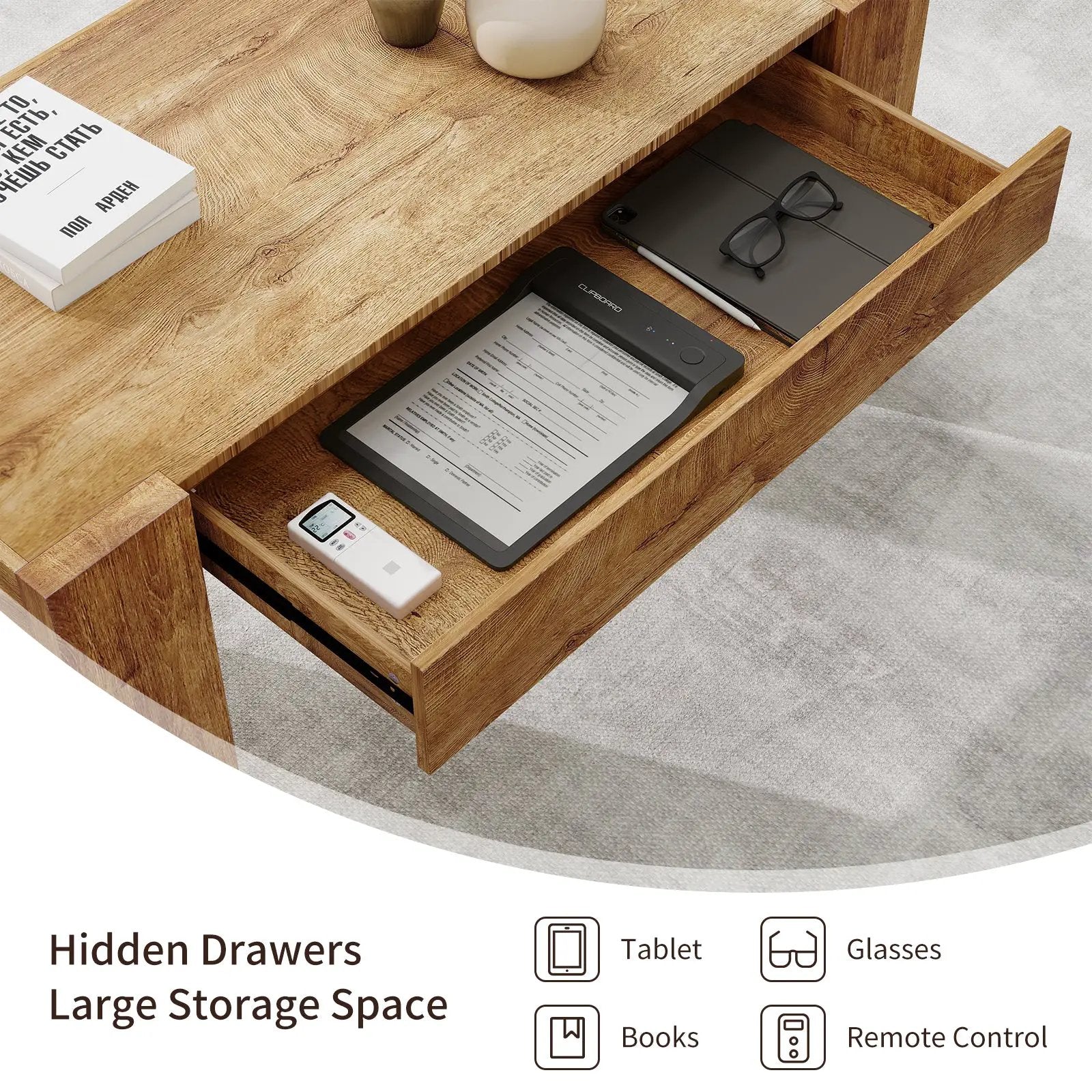 48" Farmhouse Coffee Table with Hidden Storage Drawer by HouseOfZazla