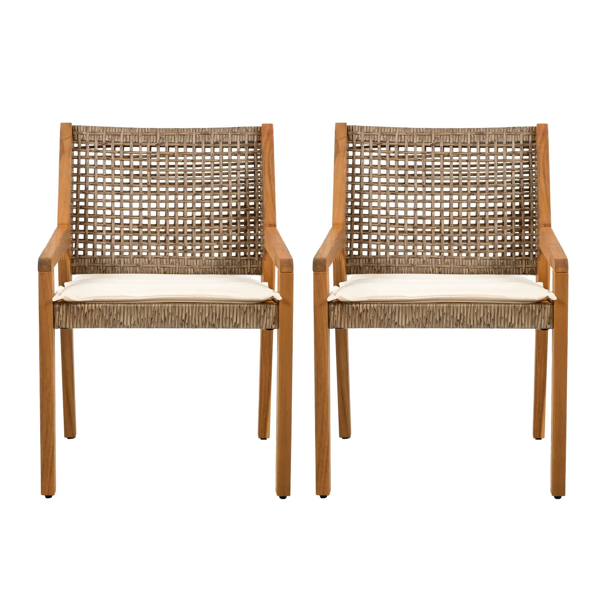 Outdoor Dining Chair Set - Acacia Wood and Wicker by HouseOfZazla