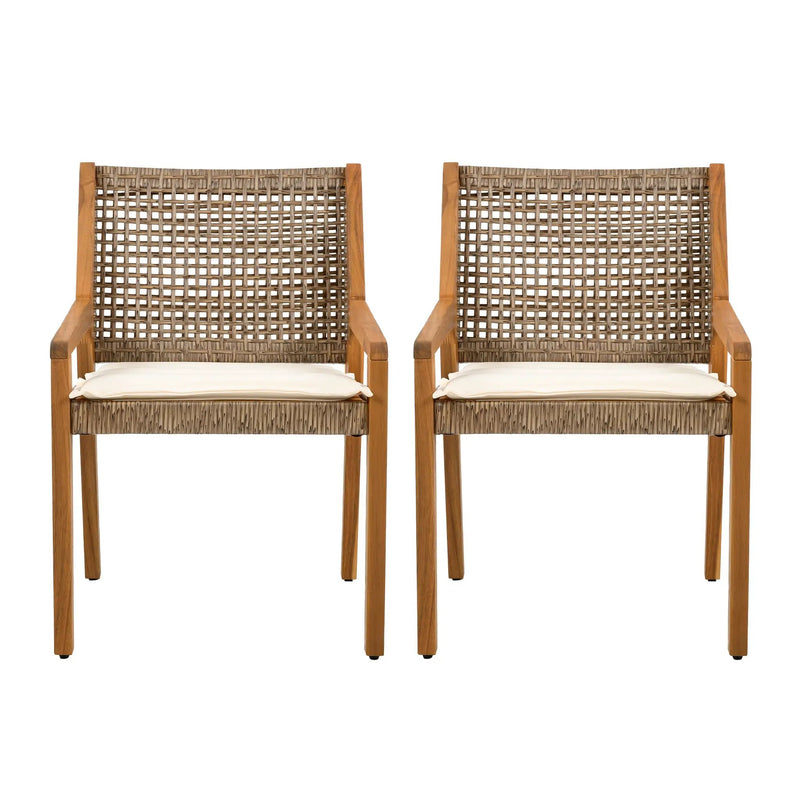 Outdoor Dining Chair Set - Acacia Wood and Wicker by HouseOfZazla