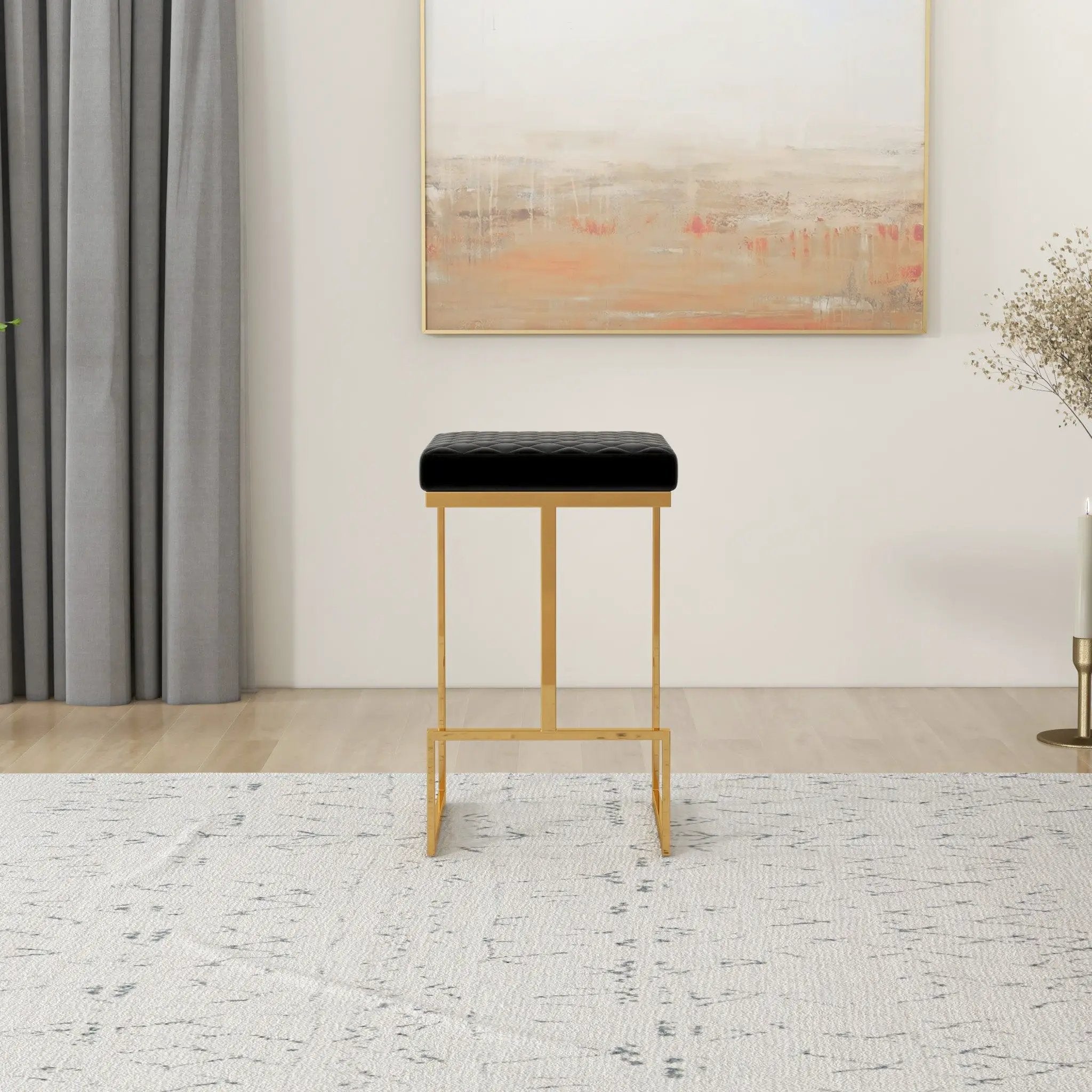 Joel - Upholstered Stool - Black / Gold by HouseOfZazla