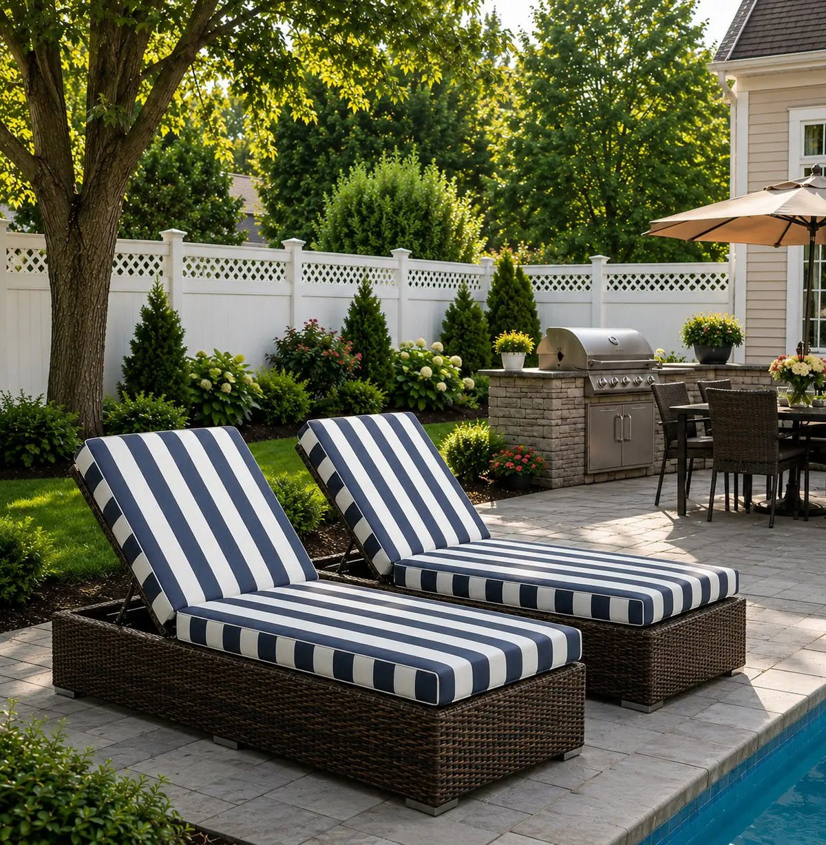Outdoor Chaise Lounge Cushions Set of 2 by HouseOfZazla