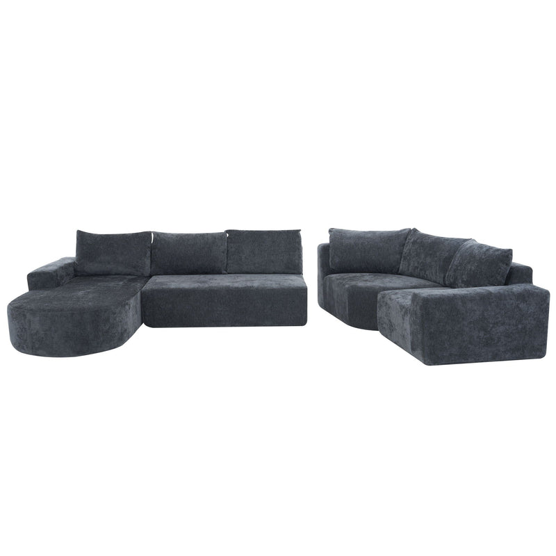 Modular Cloud Sectional Sofa Set, U-Shaped Upholstered Couch With Deep Seat by HouseOfZazla