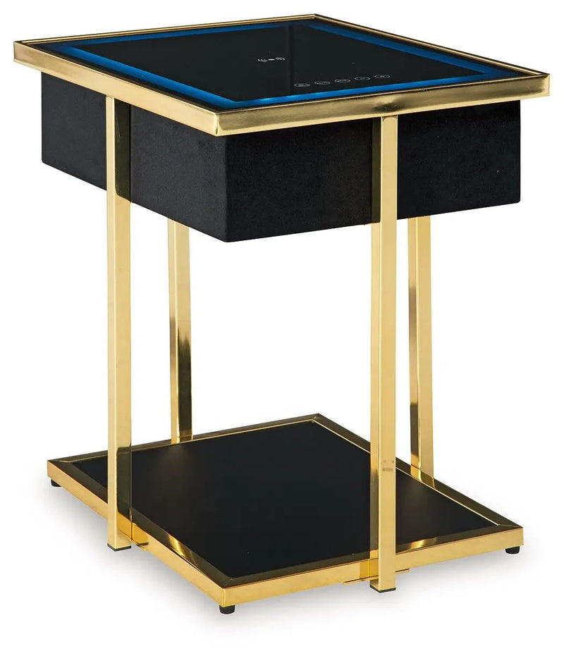 Rexwell - Accent Table With Speaker - Black / Gold Finish by Unique Piece Furniture