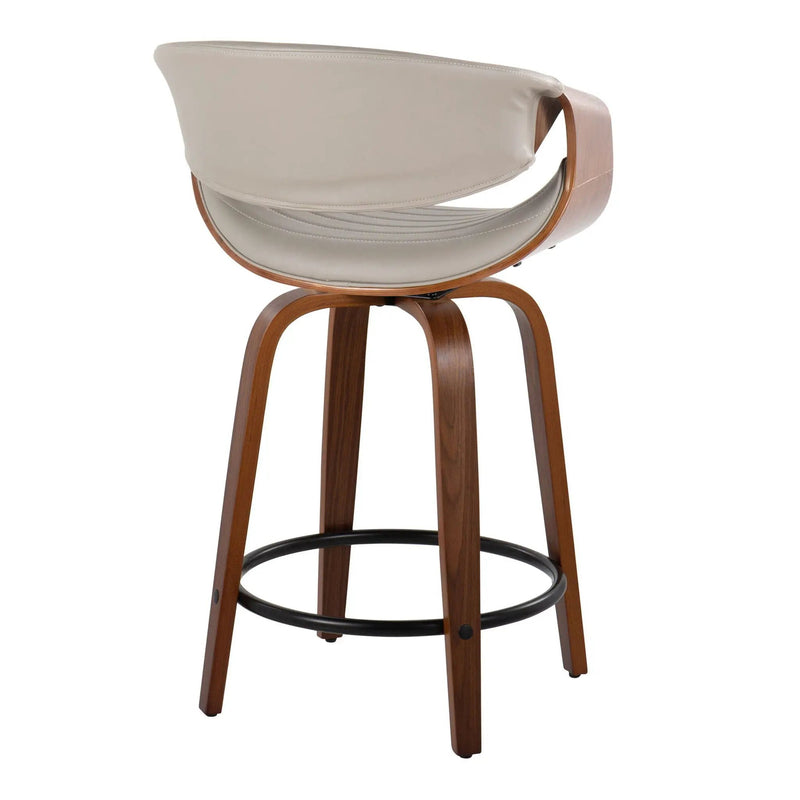 Symphony - Mid Century Modern Fixed Height Counter Stool With Swivel With Round Footrest (Set of 2) by HouseOfZazla