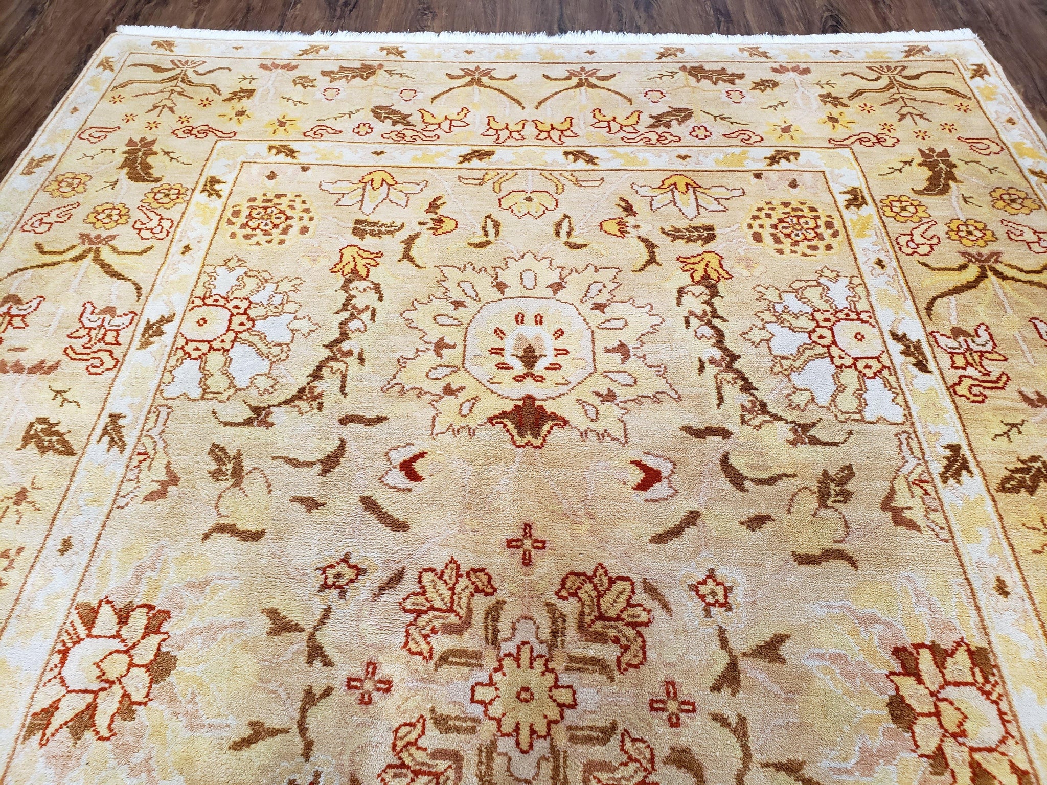 Vintage Turkish Oushak Area Rug 6x9, Wool Hand-Knotted by Jewel Rugs