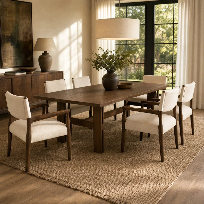 7-Piece Rectangular Dining Table Set, 71 Inch Rubber Wood by HouseOfZazla