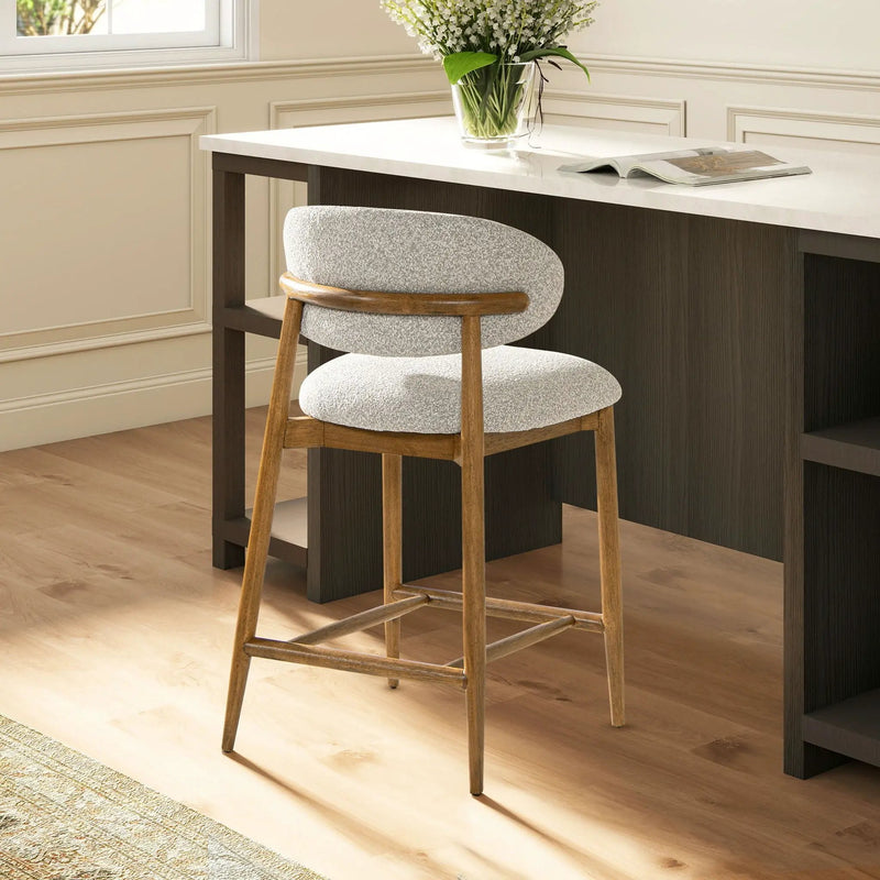 Locke - Modern Upholstered Counter Stool With Frame - Salt / Pepper by Unique Piece Furniture
