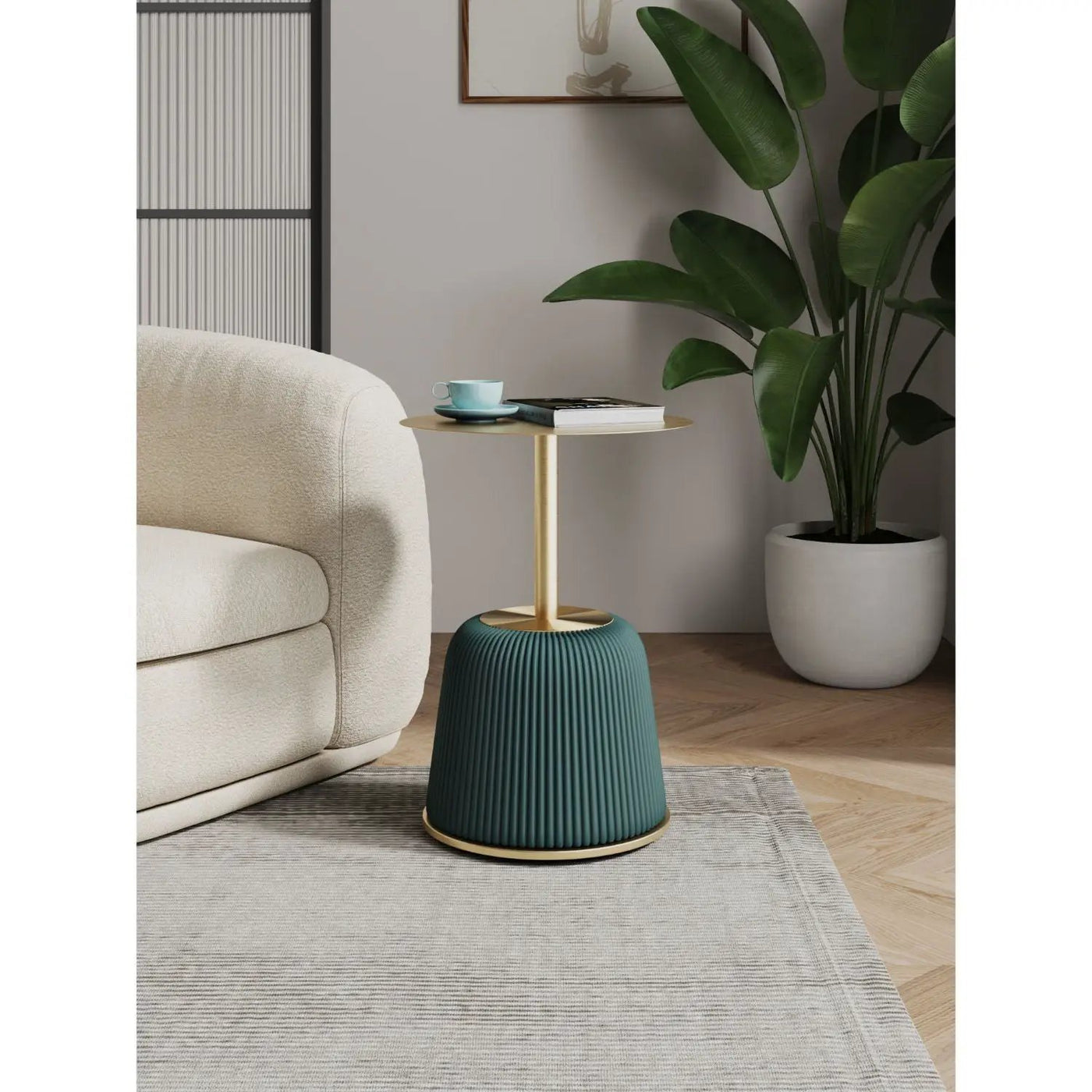 Anderson - Upholstered End Table With Round Top by HouseOfZazla