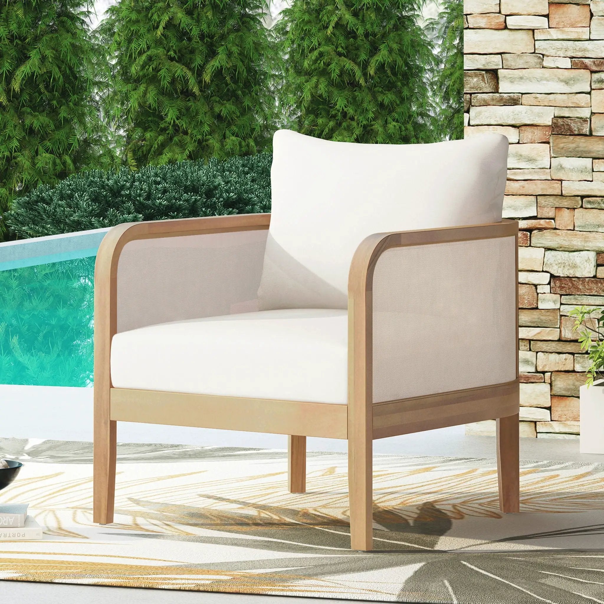 Outdoor Acacia Wood Patio Club Chair by HouseOfZazla