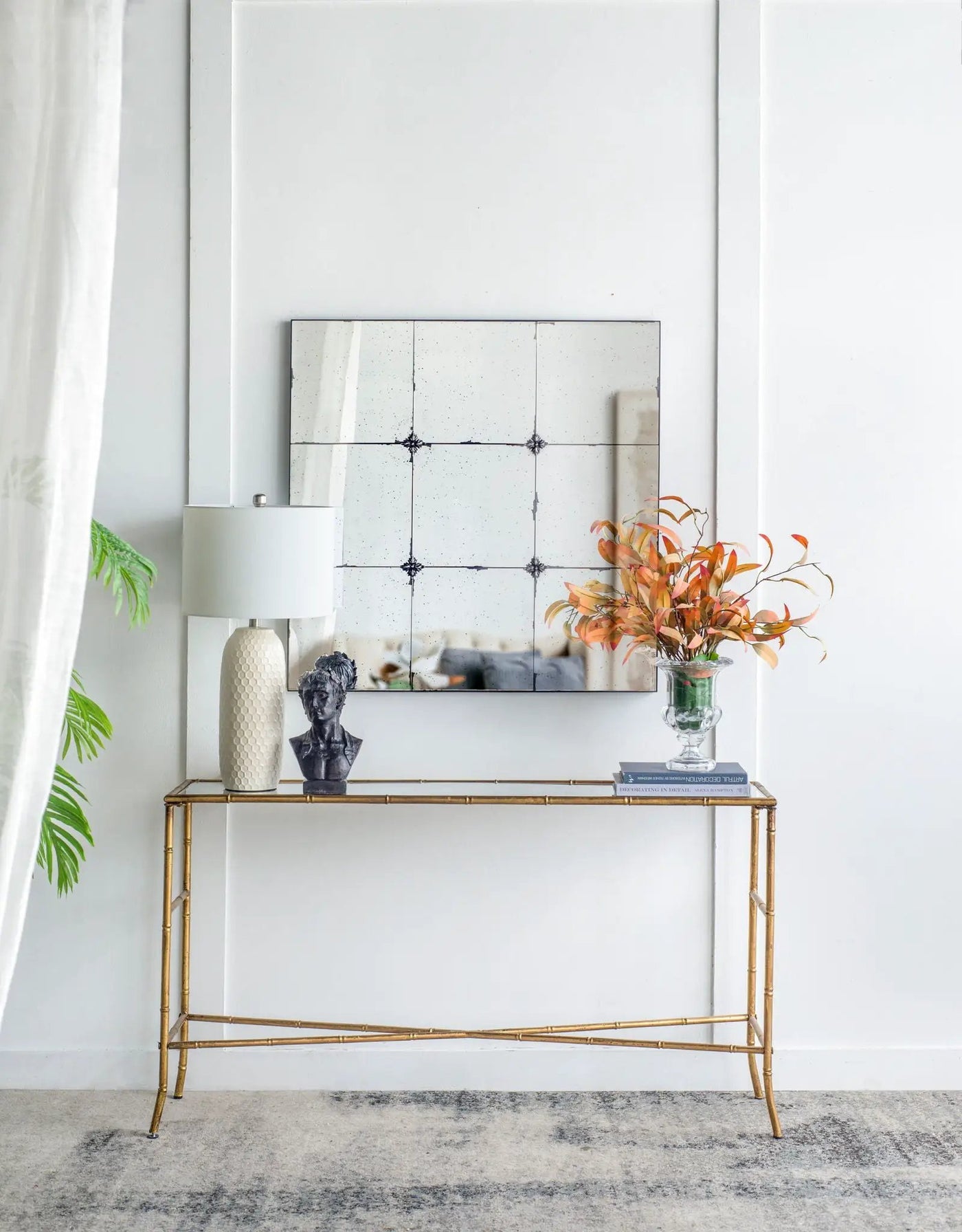 Traditional Decor Style Antique Glass Panel Mirror, Wall Mirror For Bathroom Entryway Console Lean Against Wall by Unique Piece Furniture