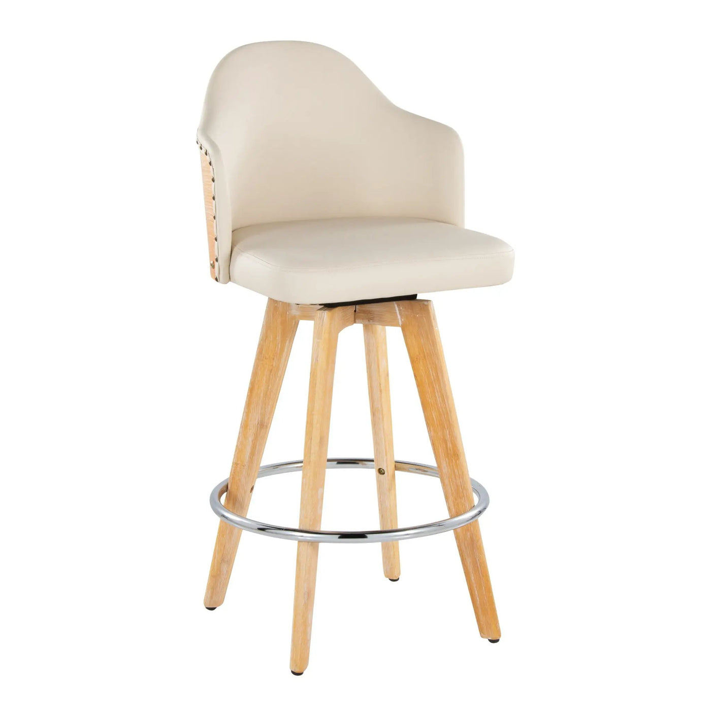 Ahoy - Contemporary Fixed Height Counter Stool & Round Footrest (Set of 2) by HouseOfZazla
