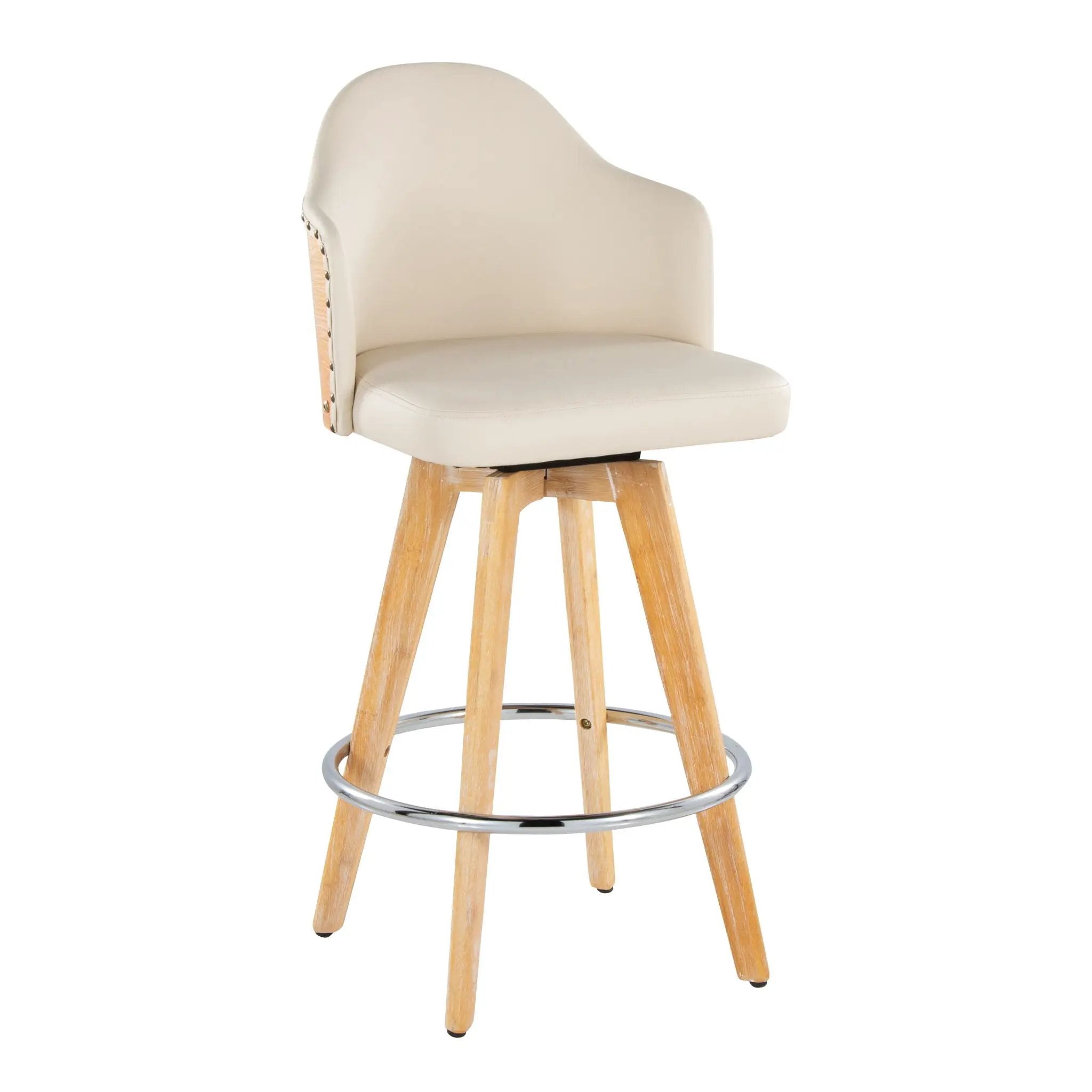 Ahoy - Contemporary Fixed Height Counter Stool & Round Footrest (Set of 2) by HouseOfZazla