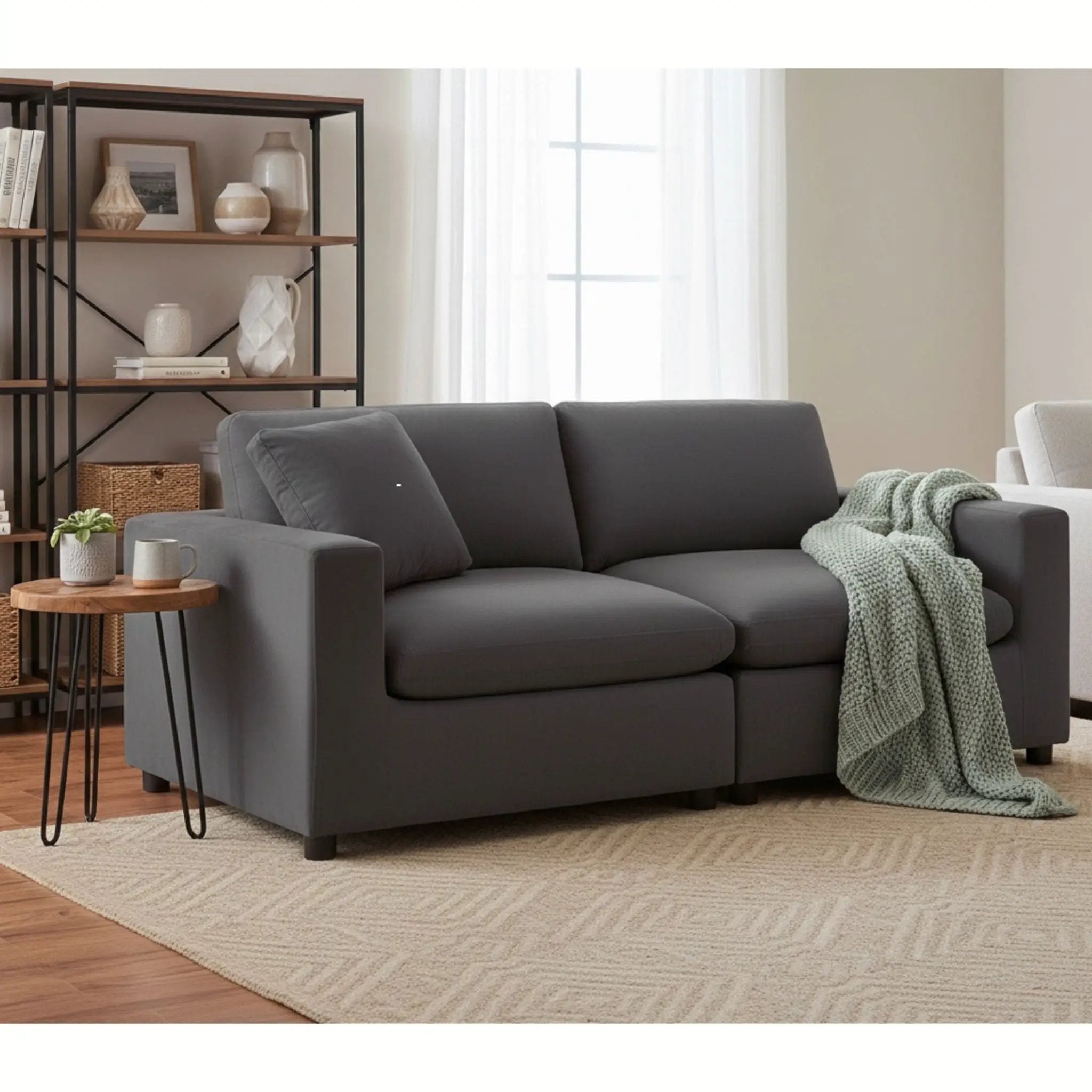 Caylie - Modular 2 Piece Sofa - Charcoal by HouseOfZazla
