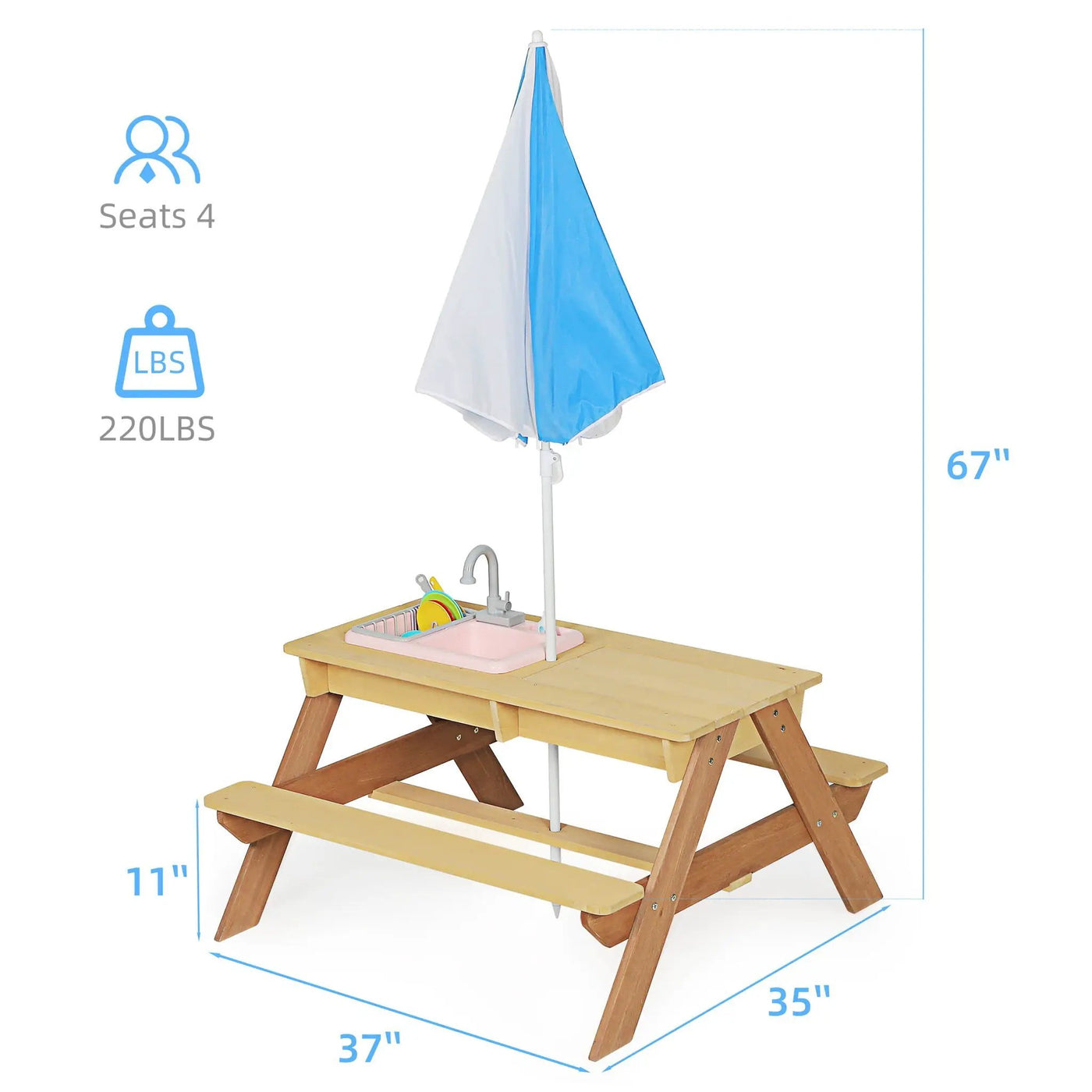Kids Picnic Table With Sand and Water Table Conversion