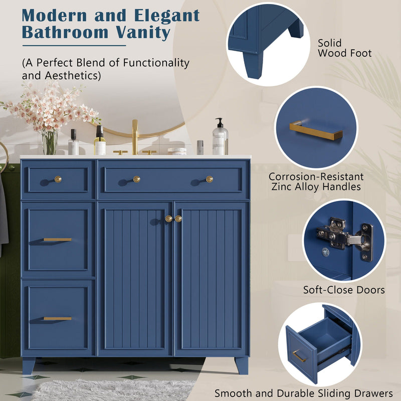 Bathroom Vanity With Sink, Soft Close Doors, Adjustable Shelves
